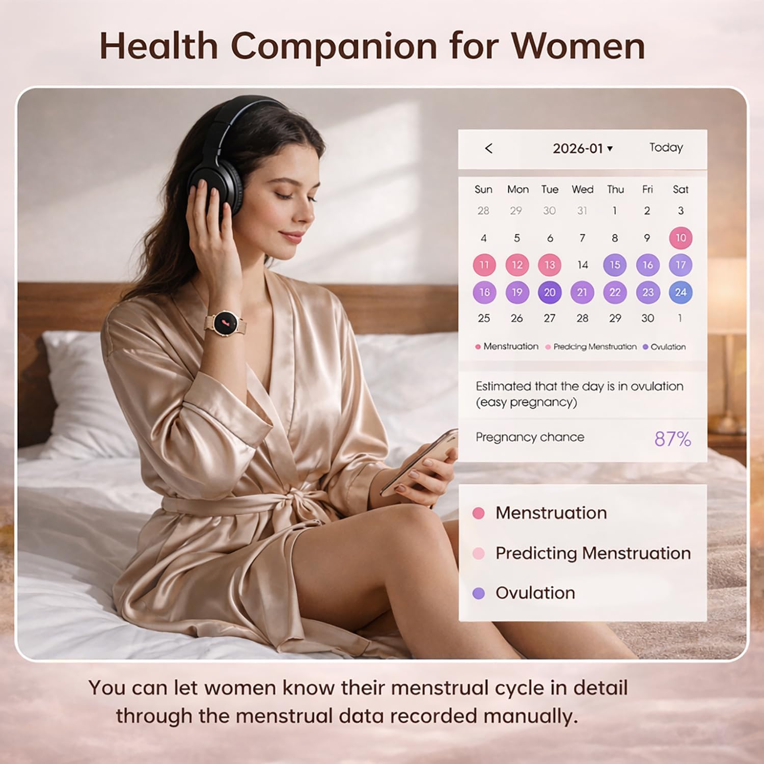 Rose Gold Womens Smart Watch Bluetooth Call Fitness
