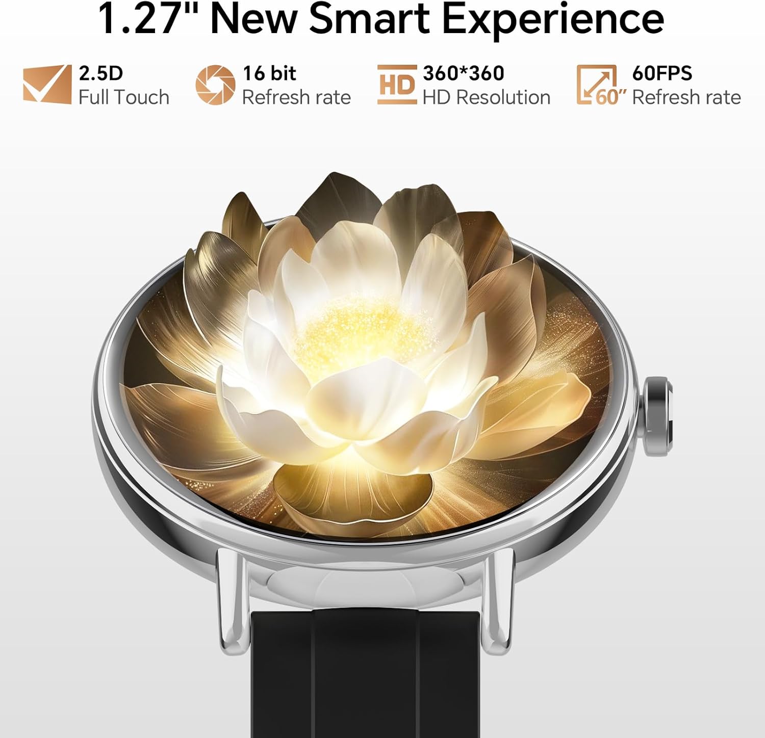 Round Smart Watch Bluetooth Call Black 2 Bands