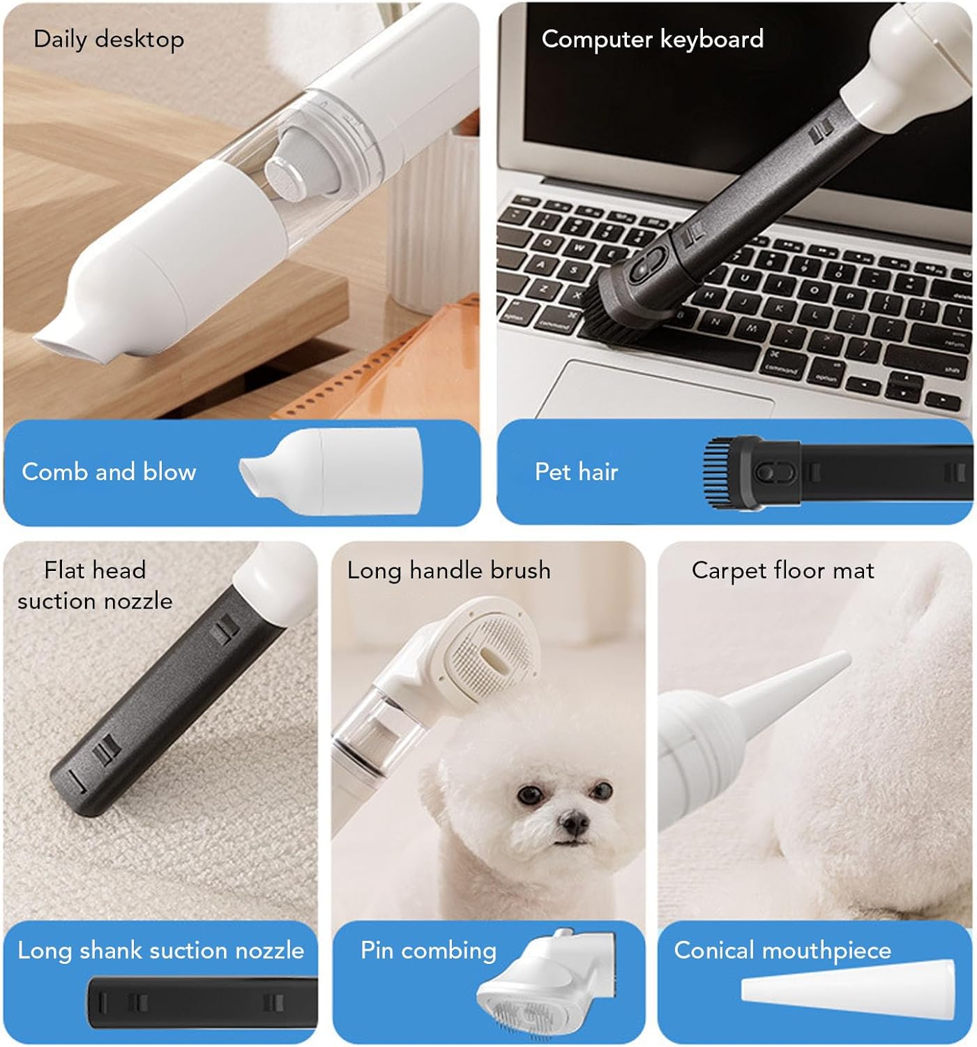 Dog Grooming Vacuum 4200Pa Pet Clipper Shedding Brush