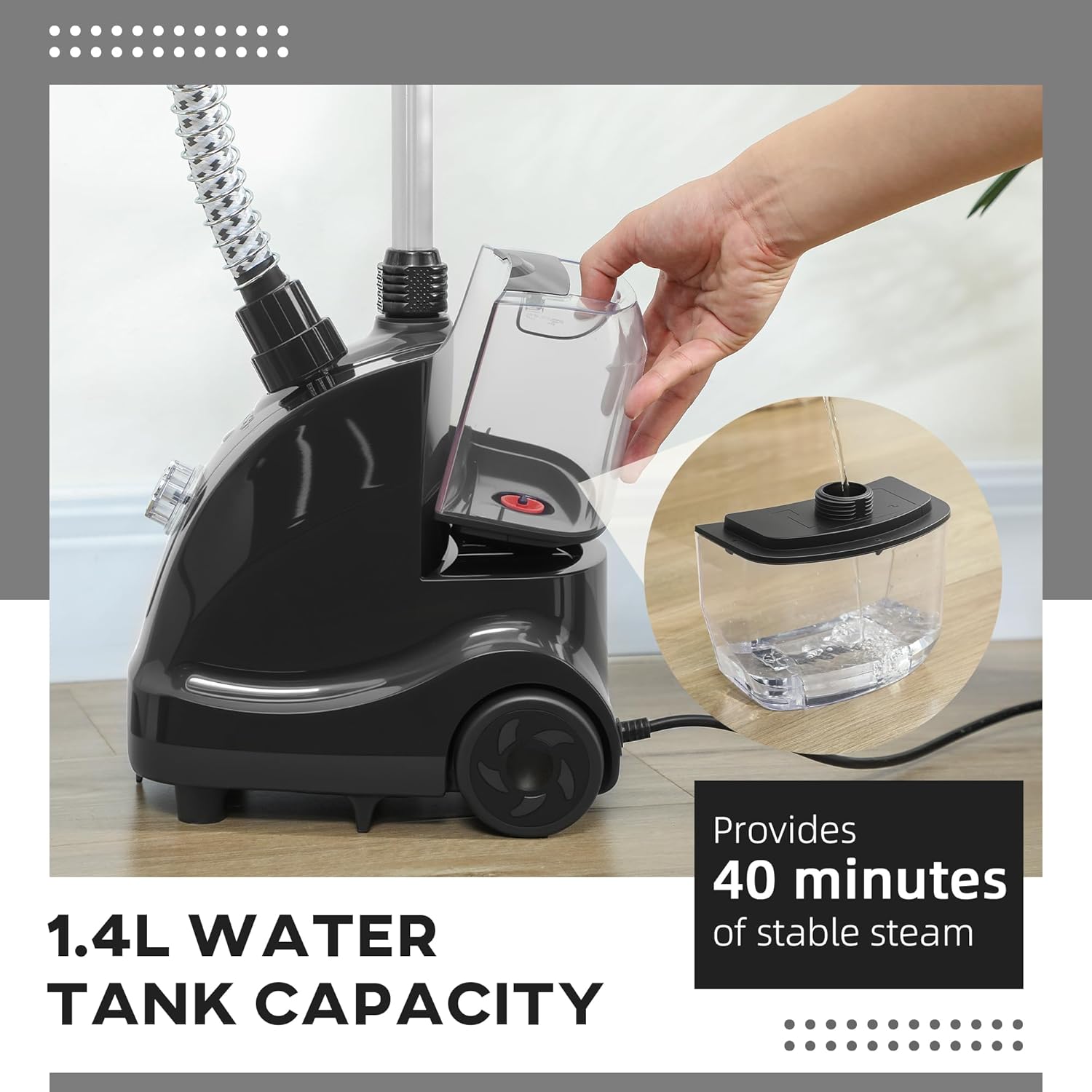 1950W Garment Steamer Upright 1.4L Tank 11 Levels Clothes Iron