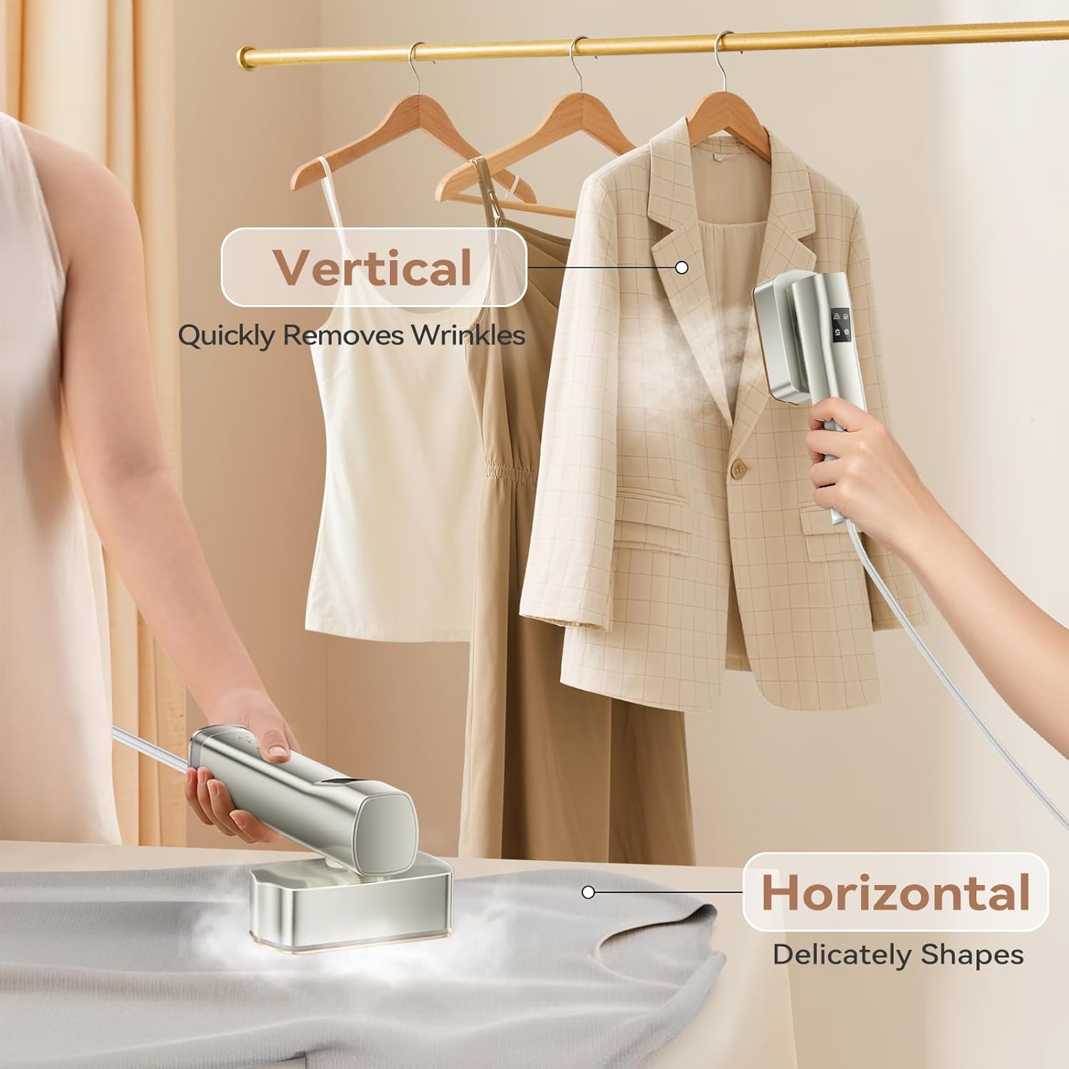 Travel Garment Steamer 1300W Dual Tank 25min Steam 2in1 Iron