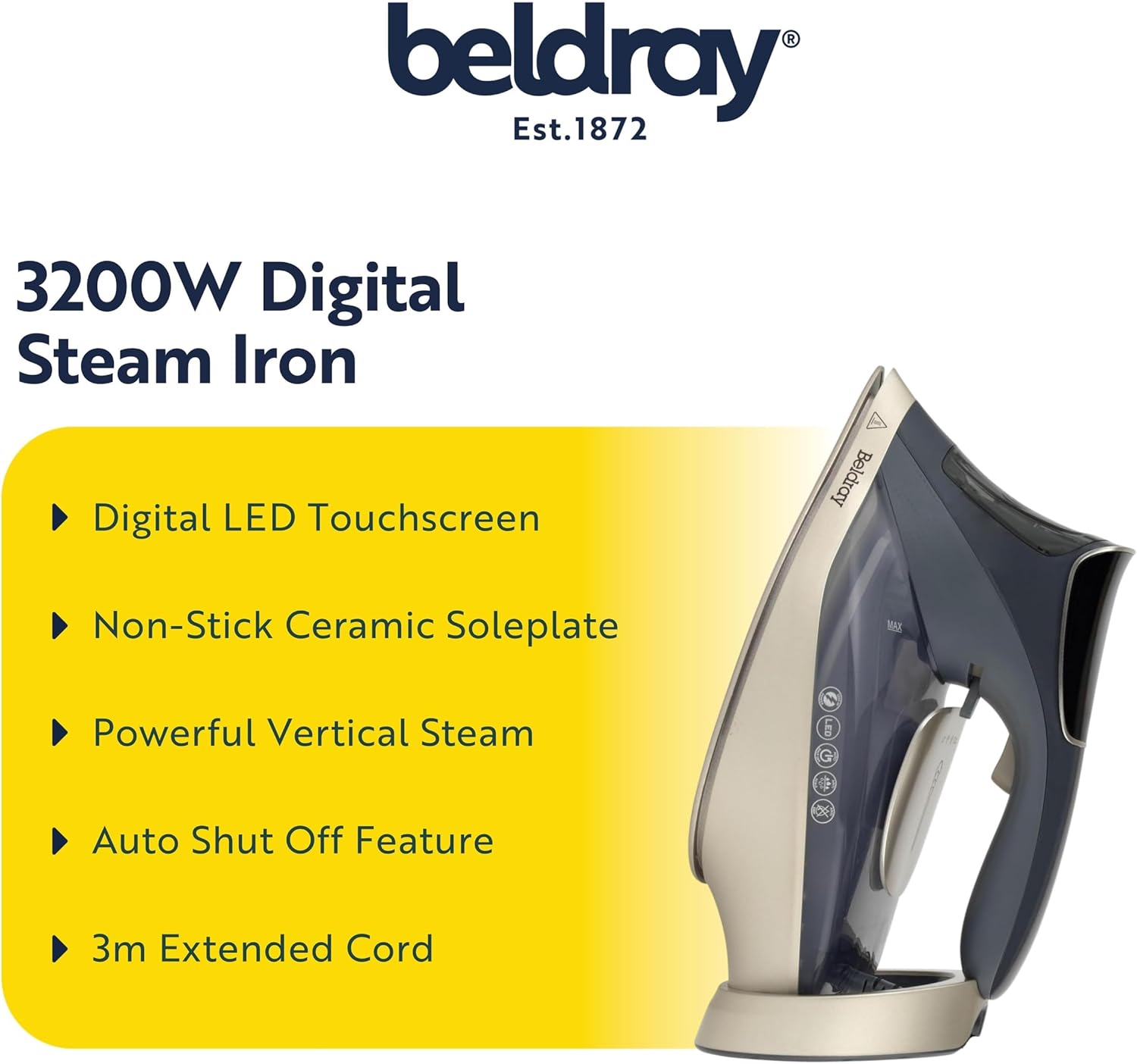 3200W Steam Iron LED Touchscreen Ceramic Soleplate Vertical Steam