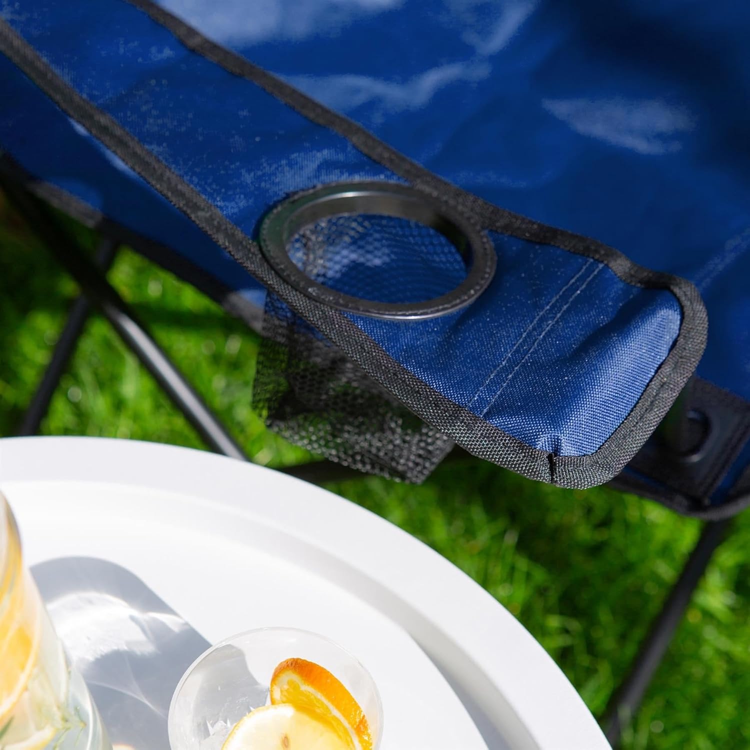 Folding Camping Chairs Pack of 4 Navy Canvas Outdoor Seats