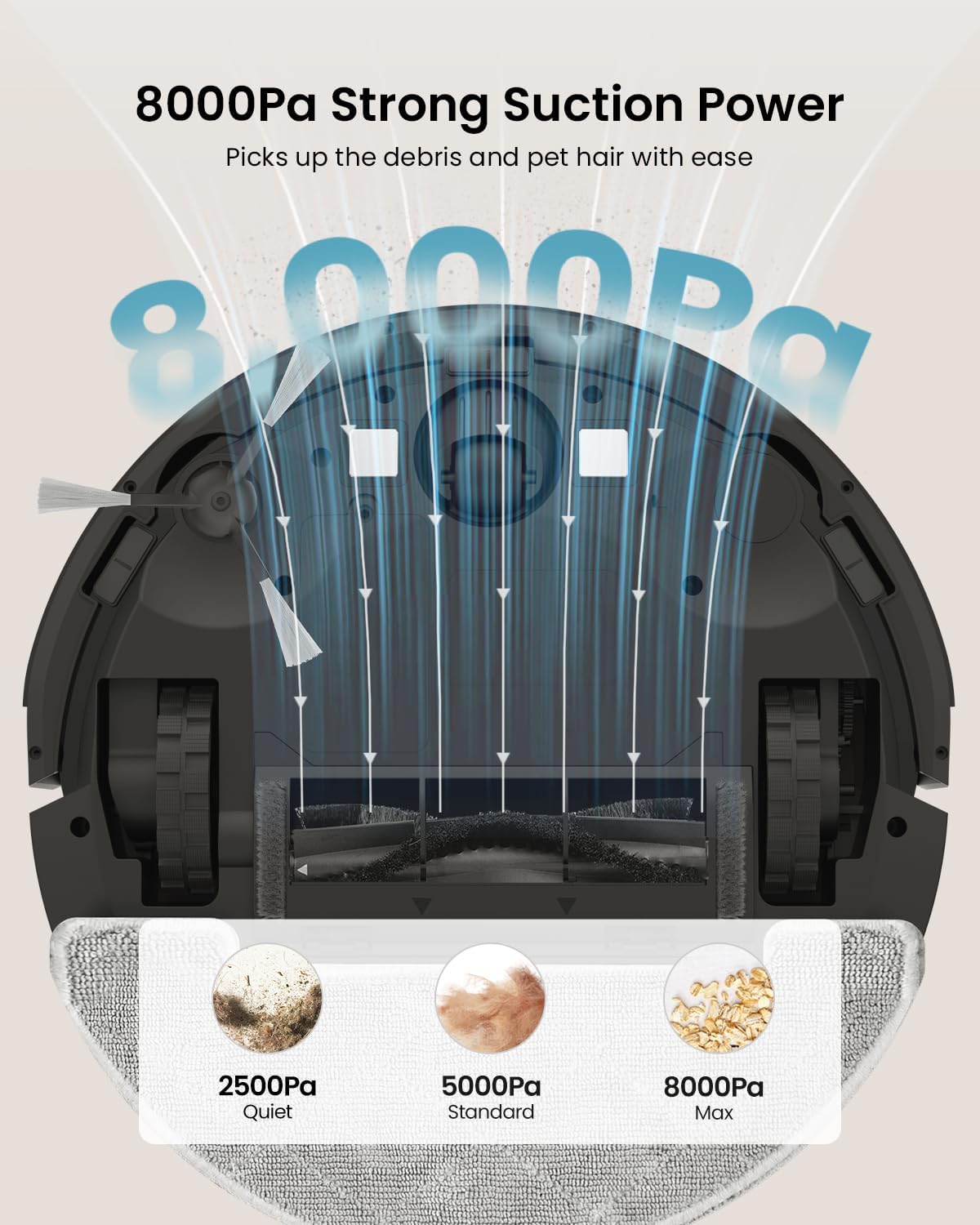 Robot Vacuum Mop 8000Pa Self Empty LiDAR Mapping App Control
