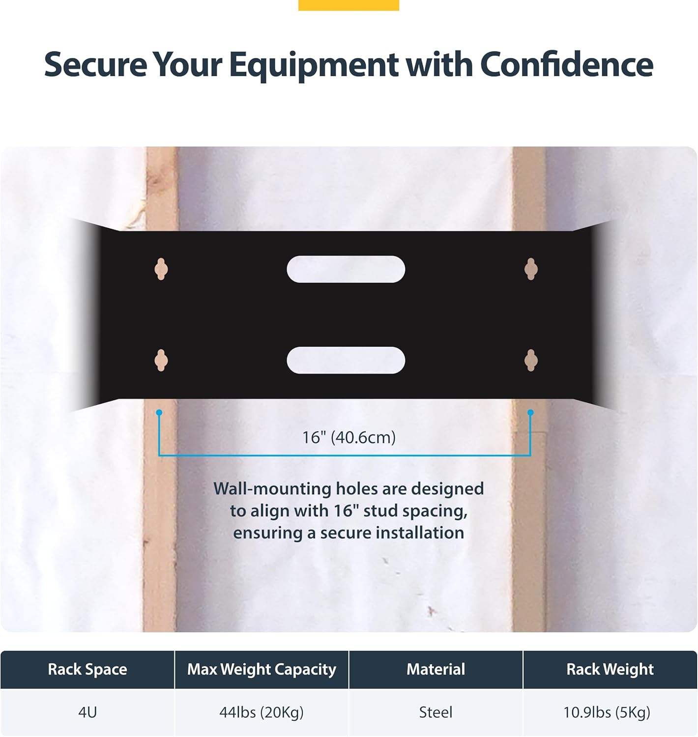 4U Wall Mount Network Rack 19 Inch Low Profile Steel Bracket
