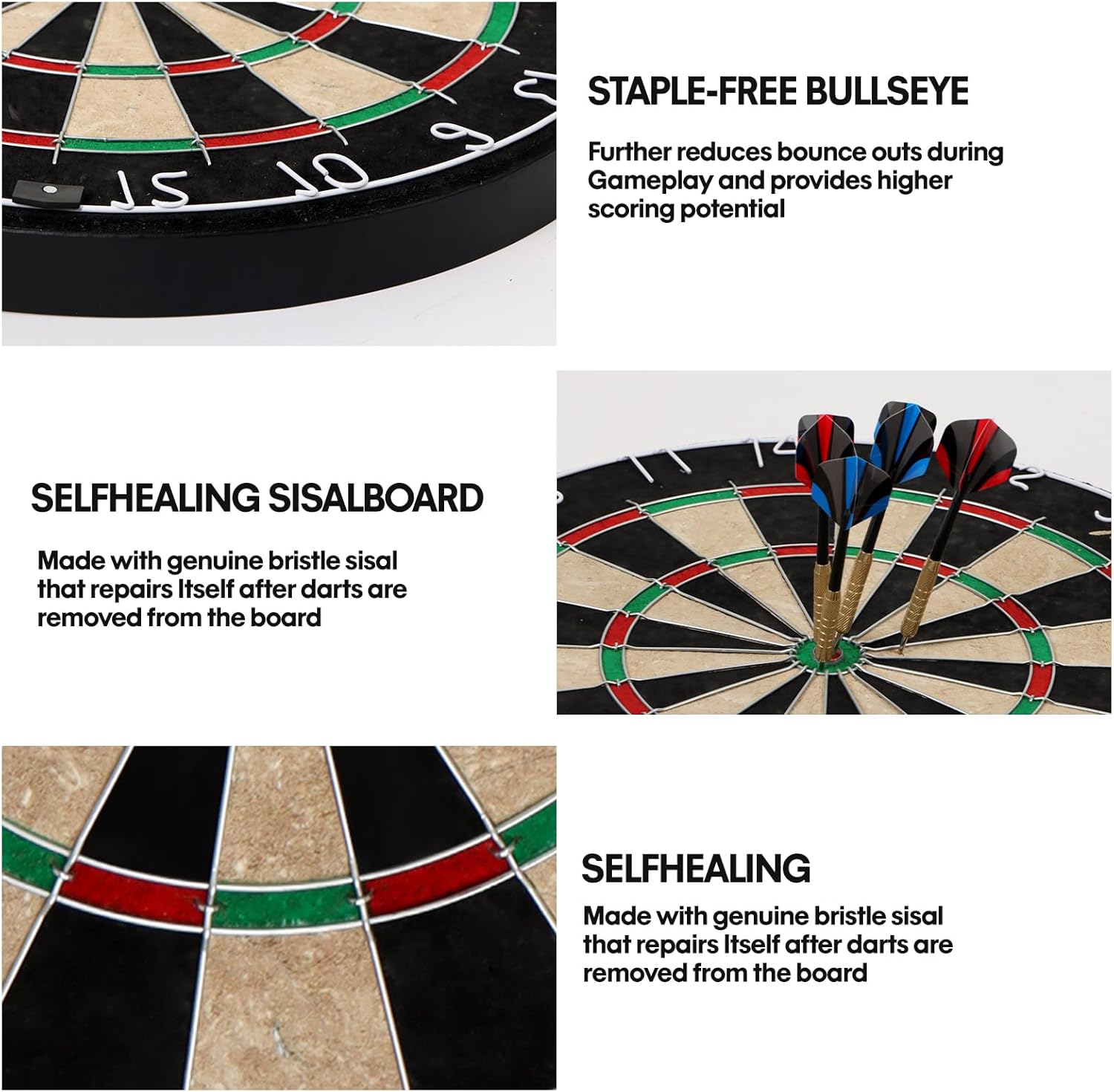 Bristle Dart Board Set Steel Tip Darts Staple Free Pro Play