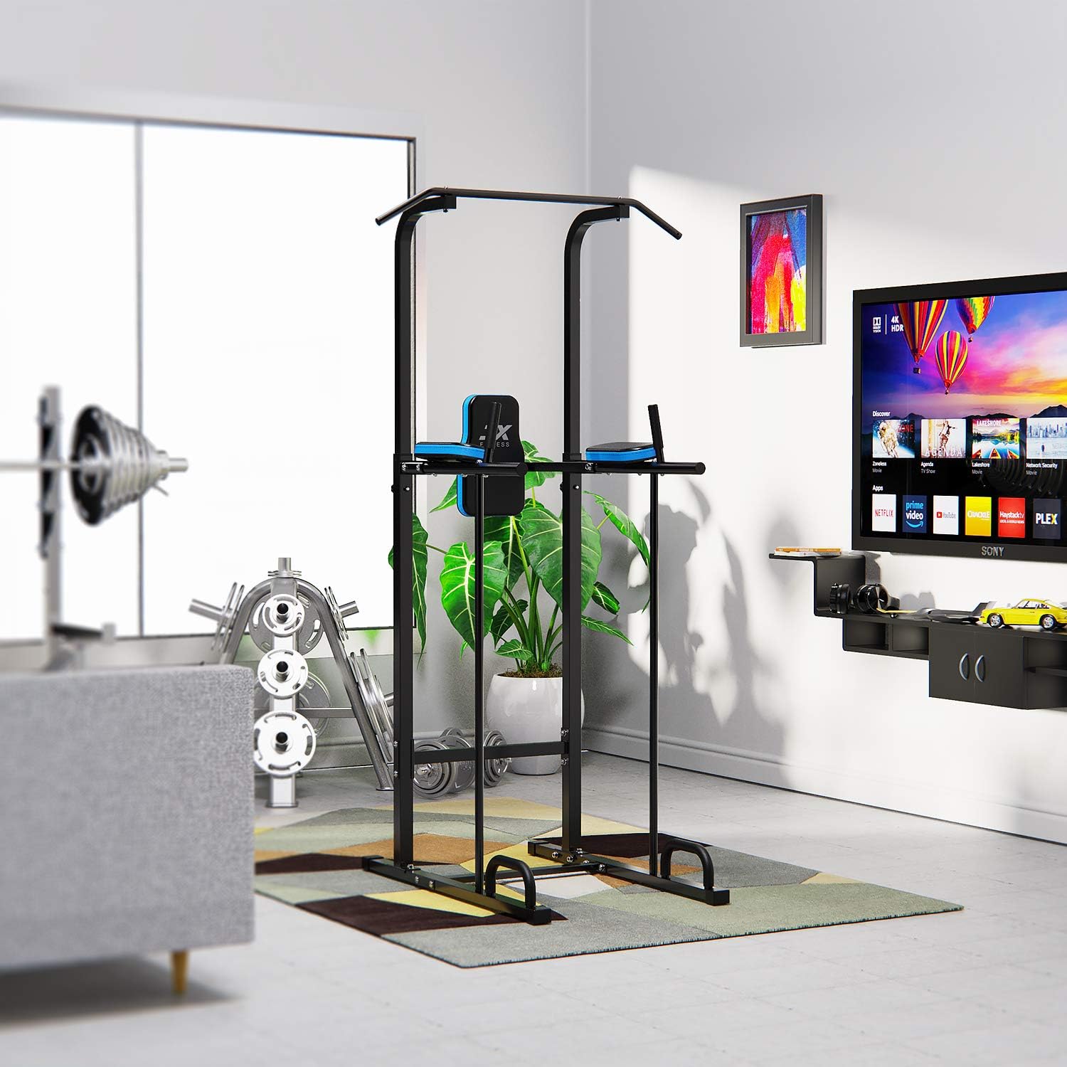 Power Tower Pull Up Dip Station Adjustable Home Gym Trainer