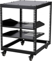 12U Adjustable Open Frame Server Rack with Lockable Wheels