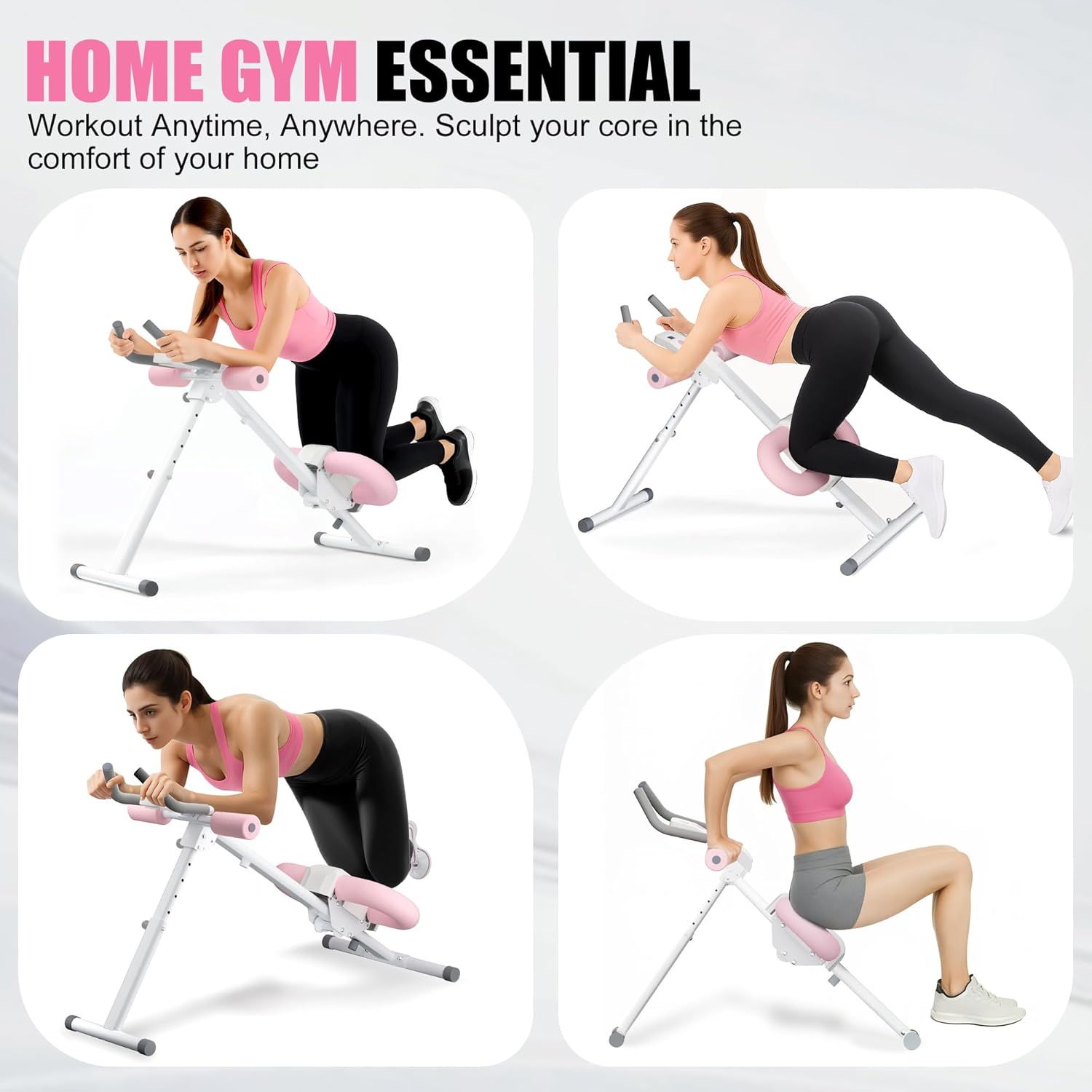 Adjustable Ab Trainer Machine Foldable Core Workout w/ LCD Monitor
