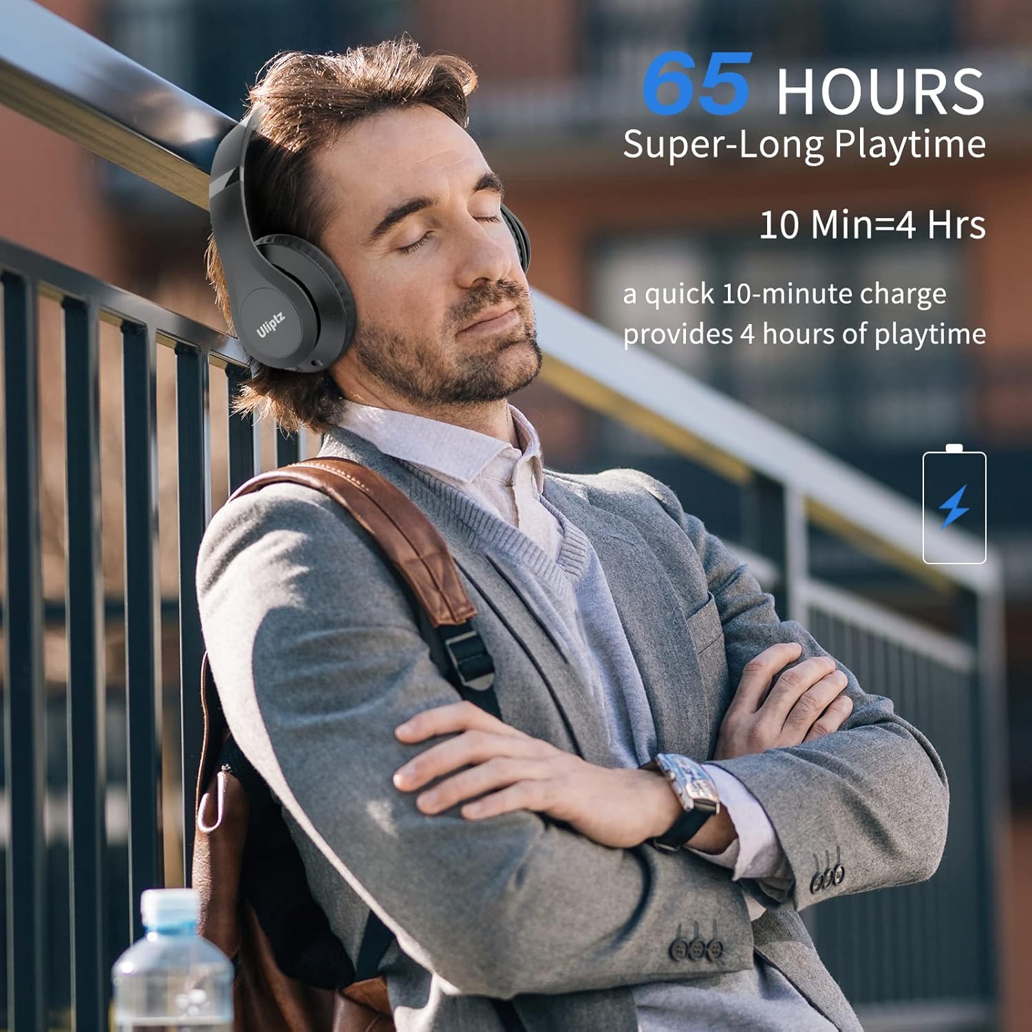 Wireless Bluetooth Over Ear Headphones 65Hr Battery 6 EQ Modes Black