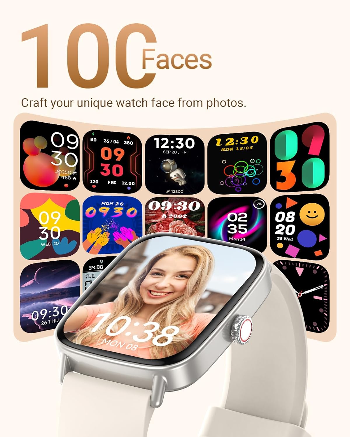 Unisex Smart Watch Bluetooth Call 1.85 Fitness Tracker