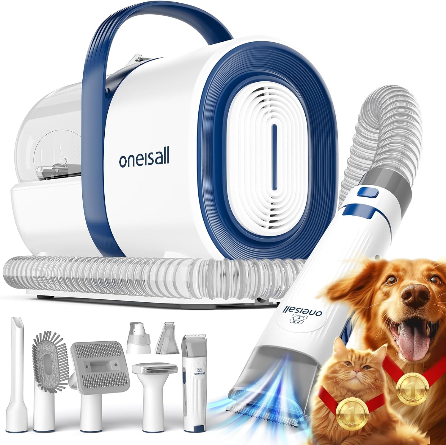 Dog Grooming Kit with Vacuum 12000Pa 7 Tools Clippers Paw Trimmer