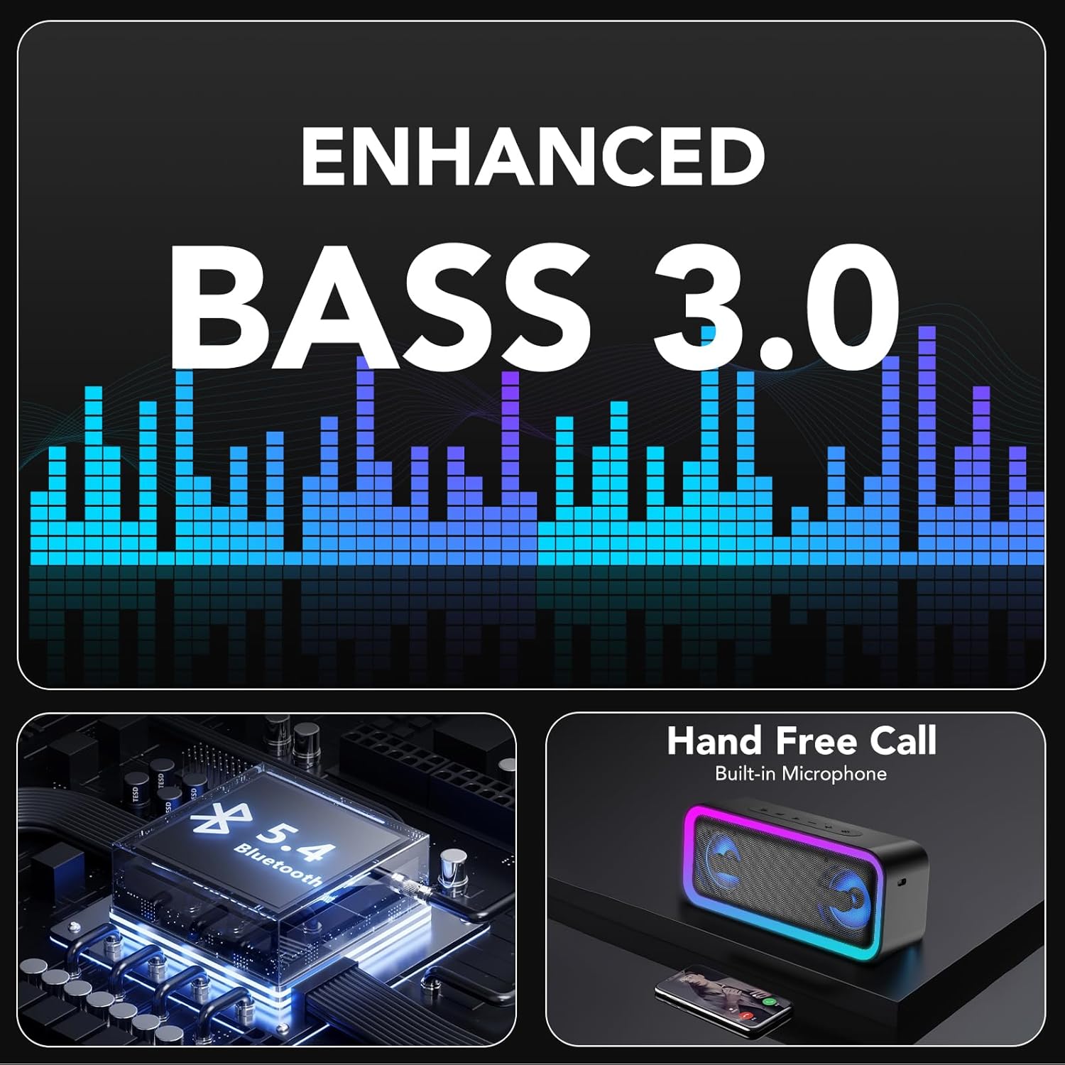 40W Portable Bluetooth Speaker IPX7 Waterproof 30H RGB
