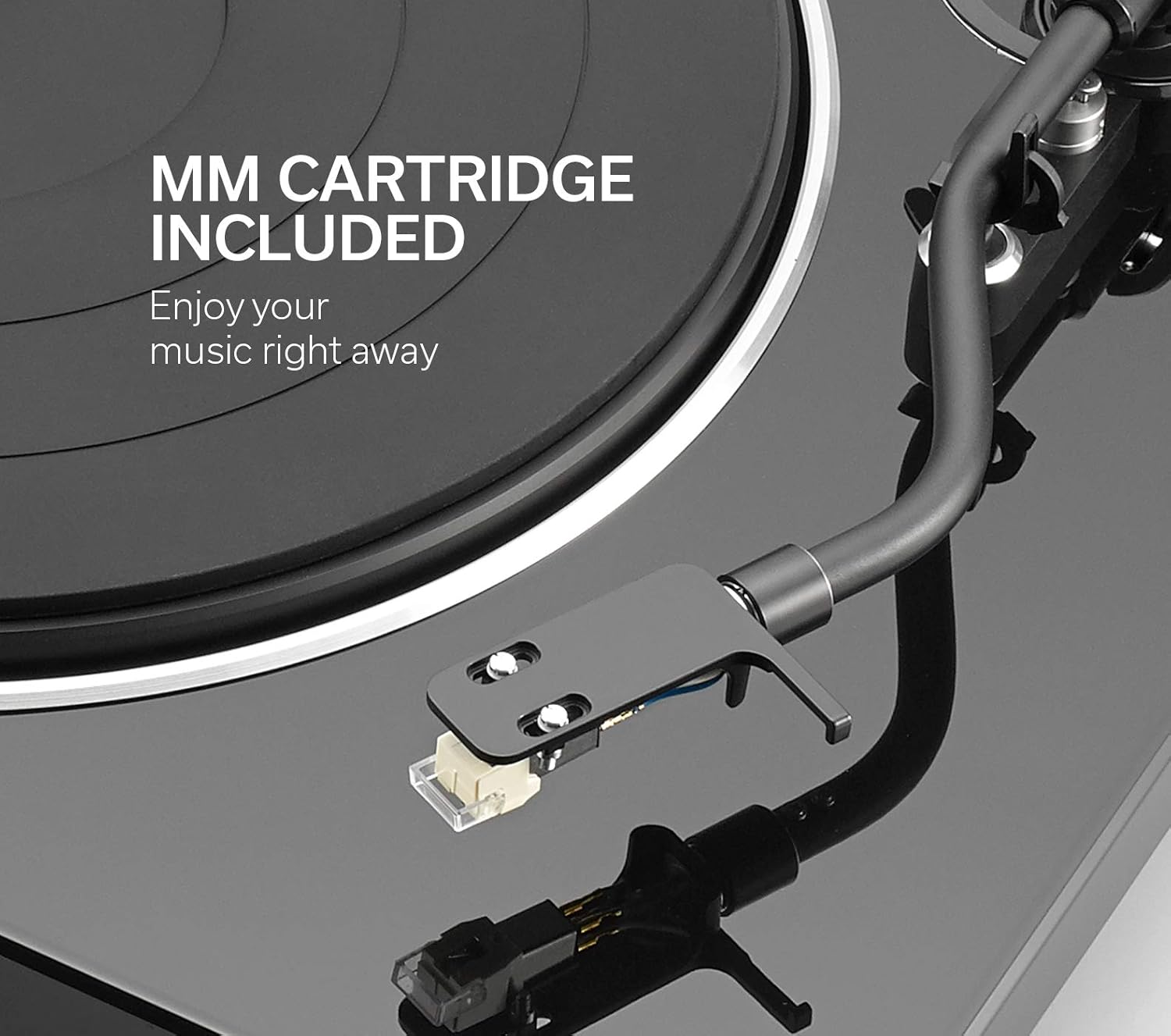Belt-Drive Turntable with S-Shaped Tonearm, Multi-Speed 33/45/78 RPM