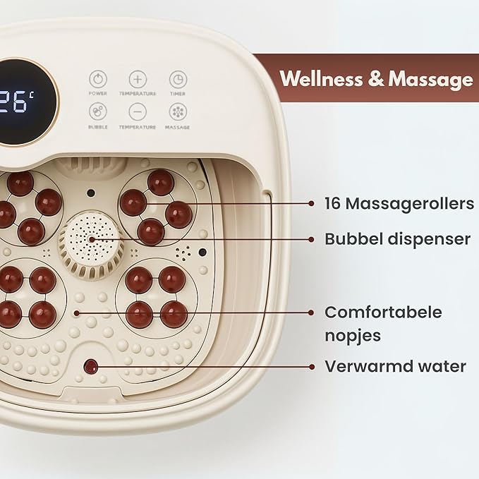 Foldable Foot Spa Bath Heat Shiatsu Bubble Massage LED Remote