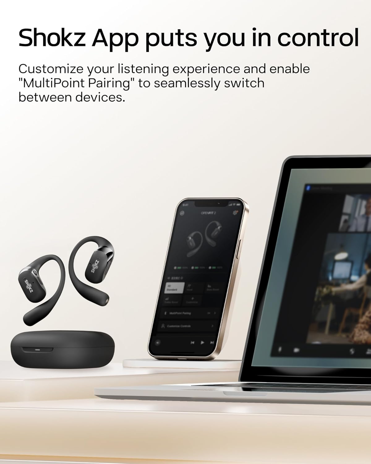 Open Ear Wireless Earbuds Earhook Bluetooth 48H Playtime IP55