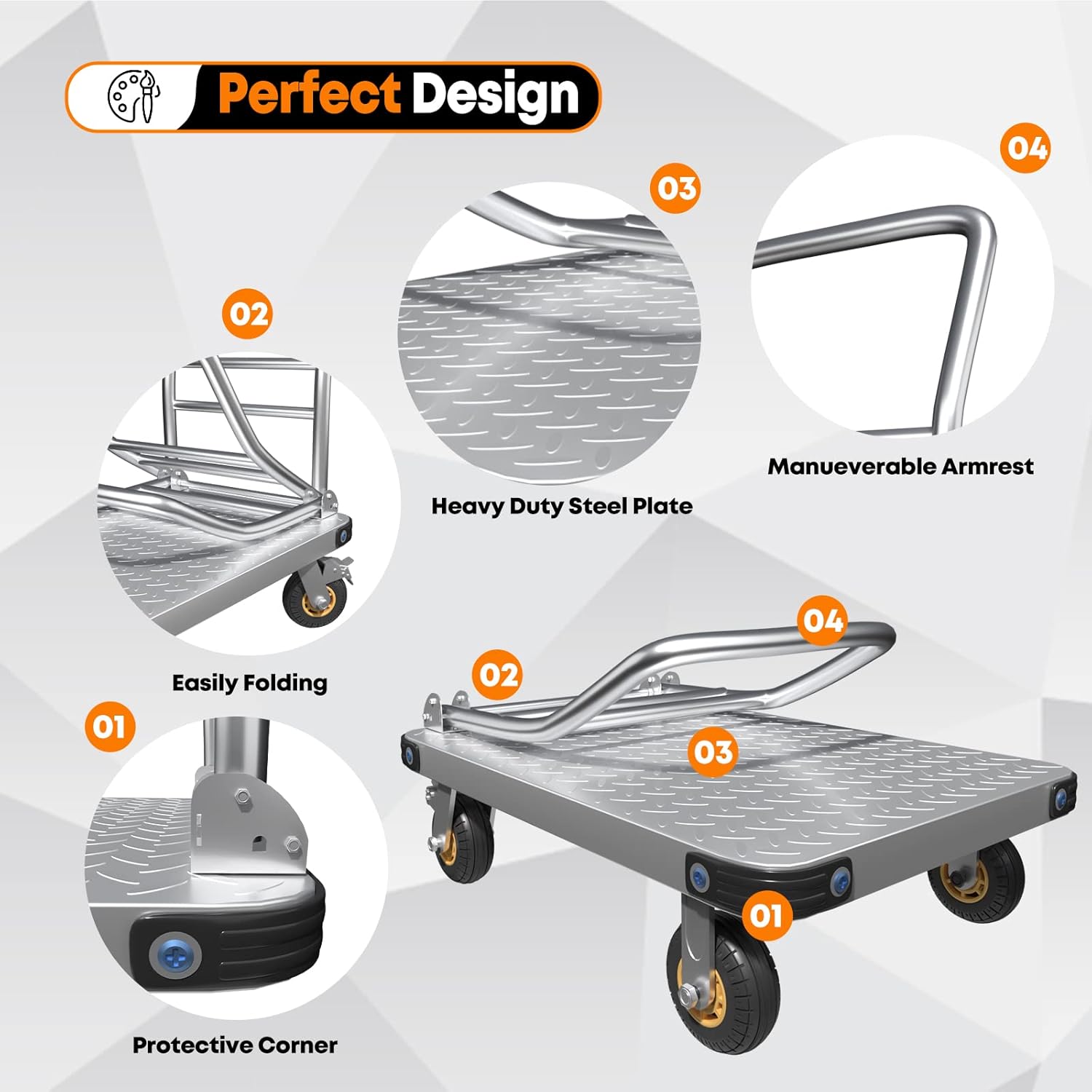 2000lbs Heavy Duty Platform Truck Flatbed Push Cart Dolly