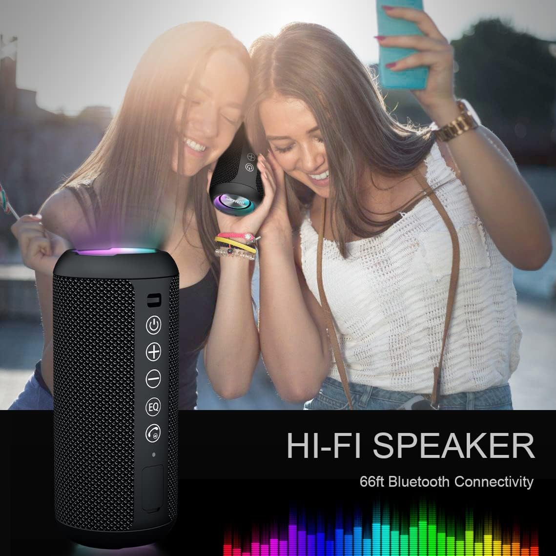 Portable Bluetooth Speaker 24W Waterproof IPX7 30H RGB Lights