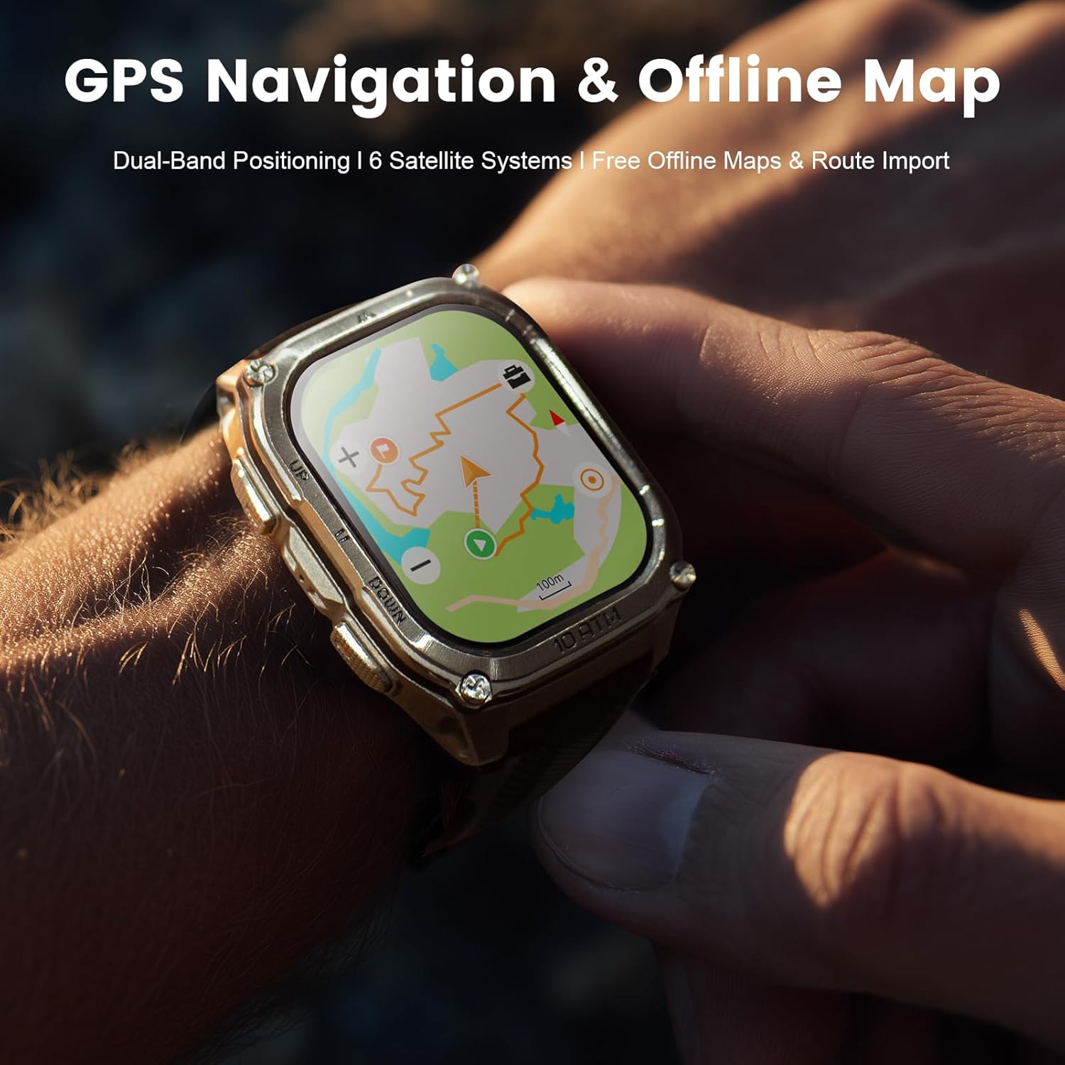 Military GPS Smart Watch AMOLED Offline Maps 10ATM Waterproof