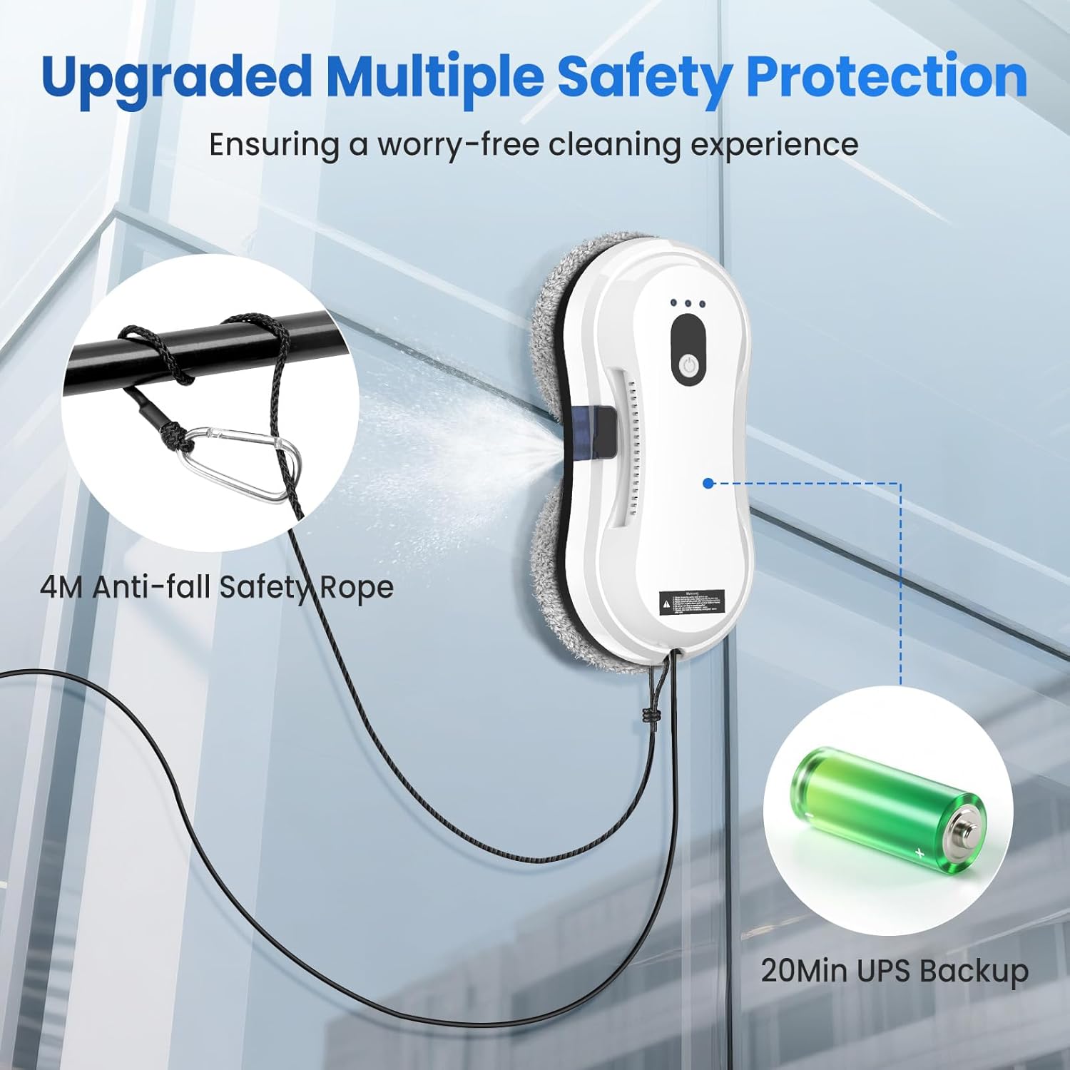 Window Cleaning Robot 5600Pa Spray Smart Glass Cleaner Remote