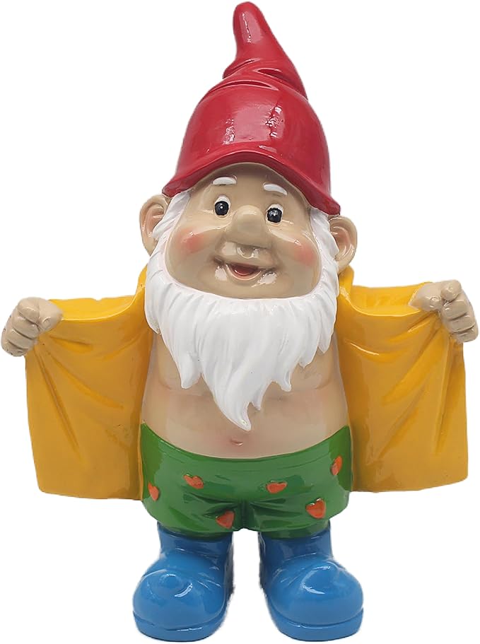 Naughty Gnome Statue Funny Home Decor Figurine Coat Design