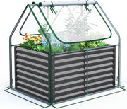 Galvanized Raised Garden Bed with Greenhouse Cover 120x90cm