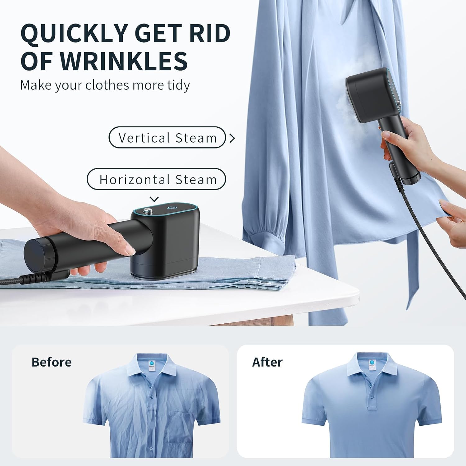 Mini Garment Steamer Portable Travel Iron Fast Heat 1000W Wrinkle Remover