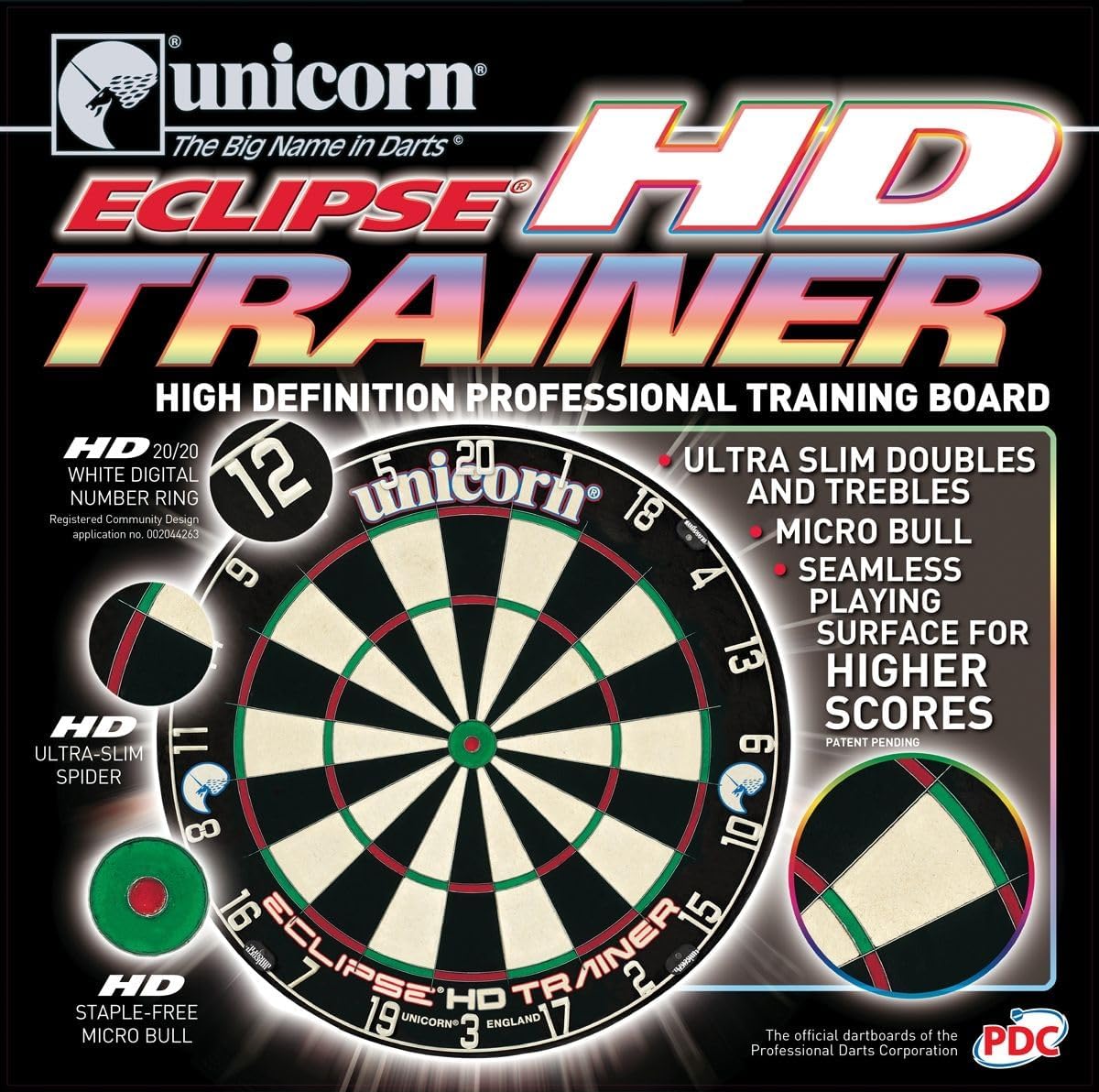 18in Training Dartboard Slim Doubles Trebles Sisal Practice Board