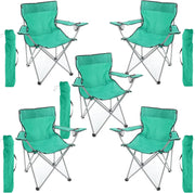 5 Pack Green Folding Camping Chairs with Cup Holder
