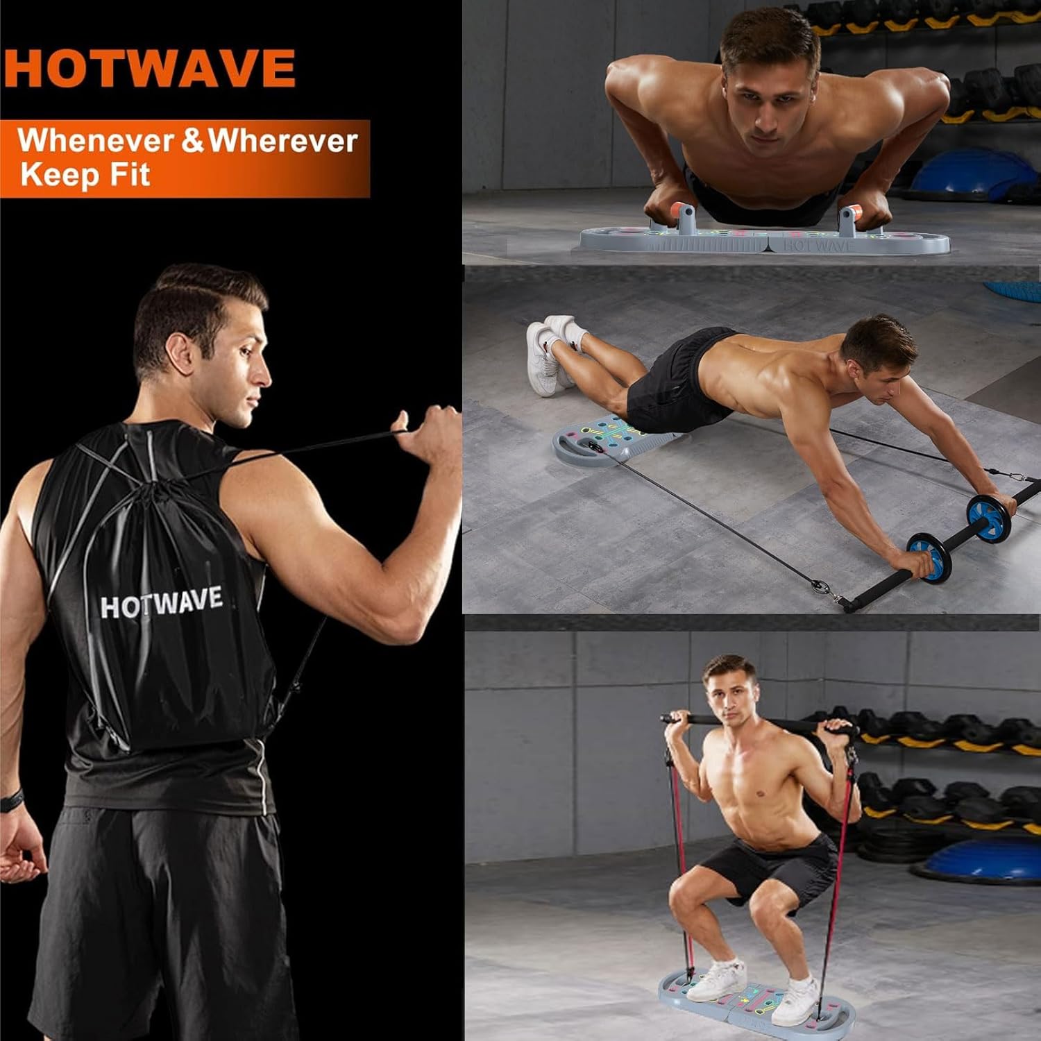 20 in 1 Push Up Board Portable Home Gym Resistance Bands Set