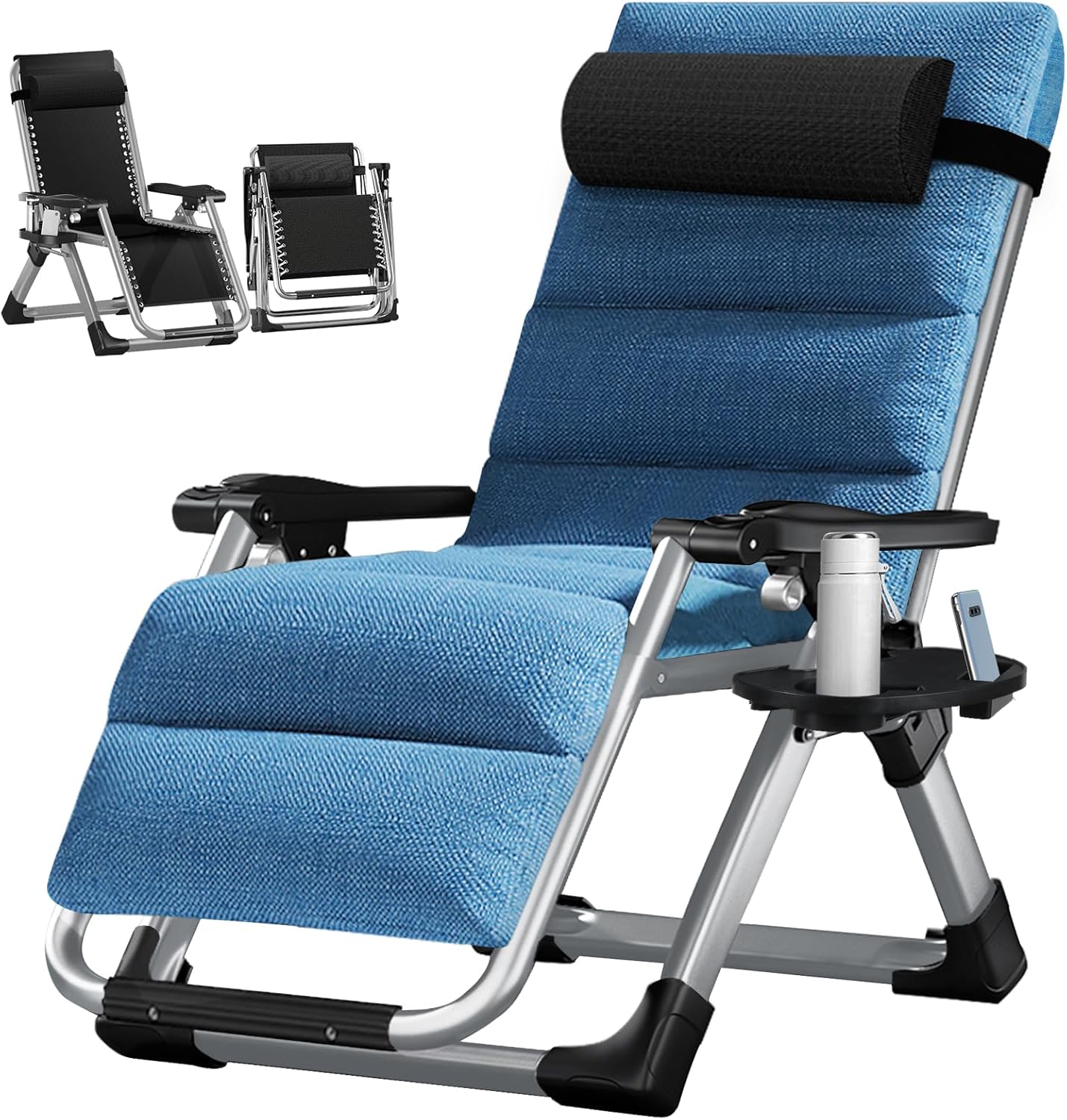 Zero Gravity Folding Sun Lounger Chair Blue 440LBS