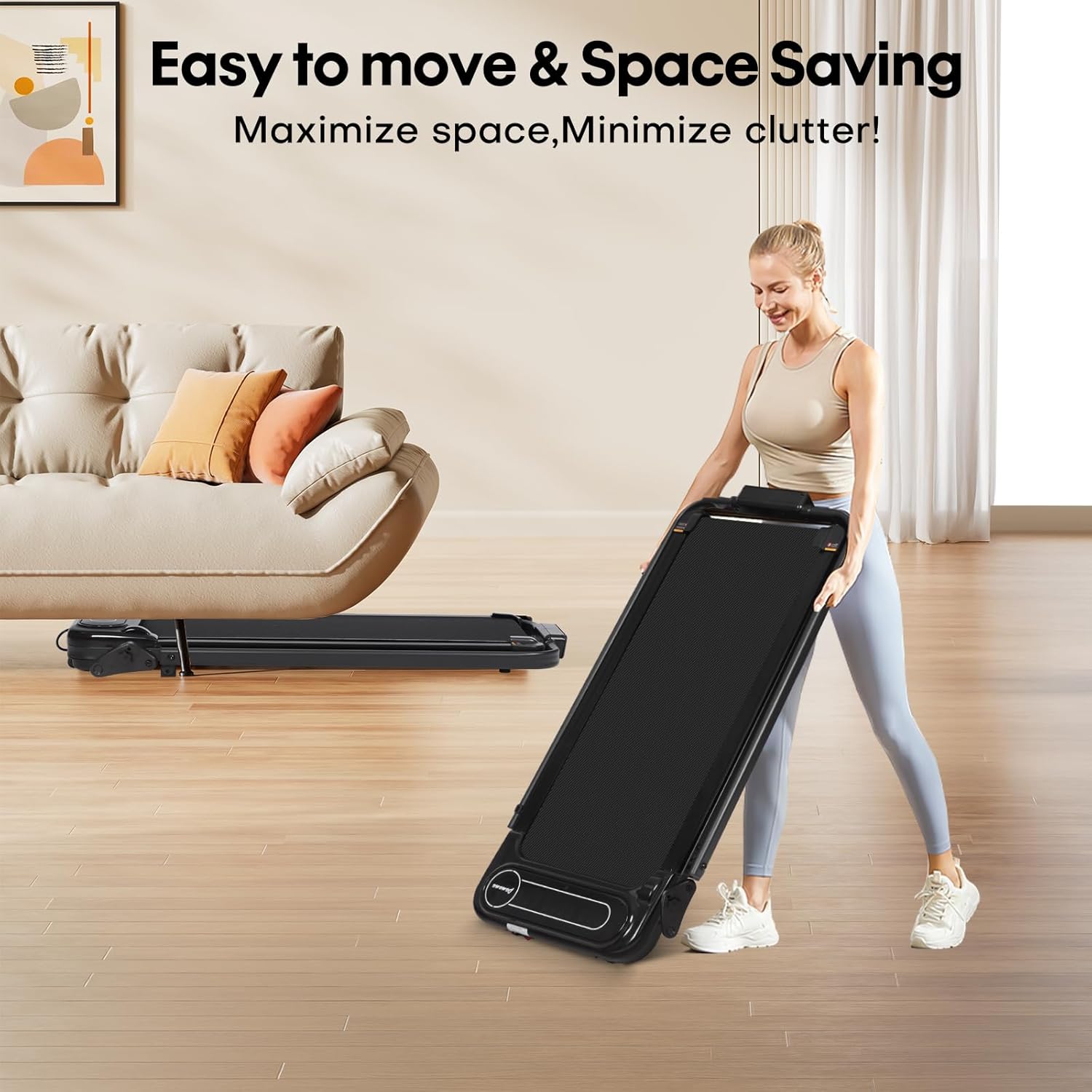 Folding Incline Treadmill Walking Pad Under Desk Running Machine