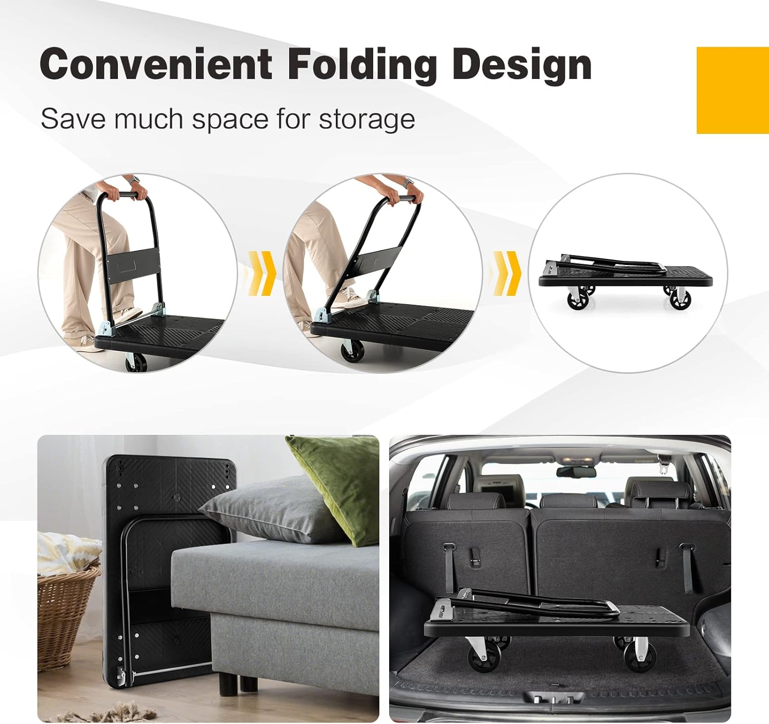 Folding Platform Trolley 400KG Flatbed Cart Black