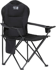 Padded Folding Camping Chair 130KG Black Single