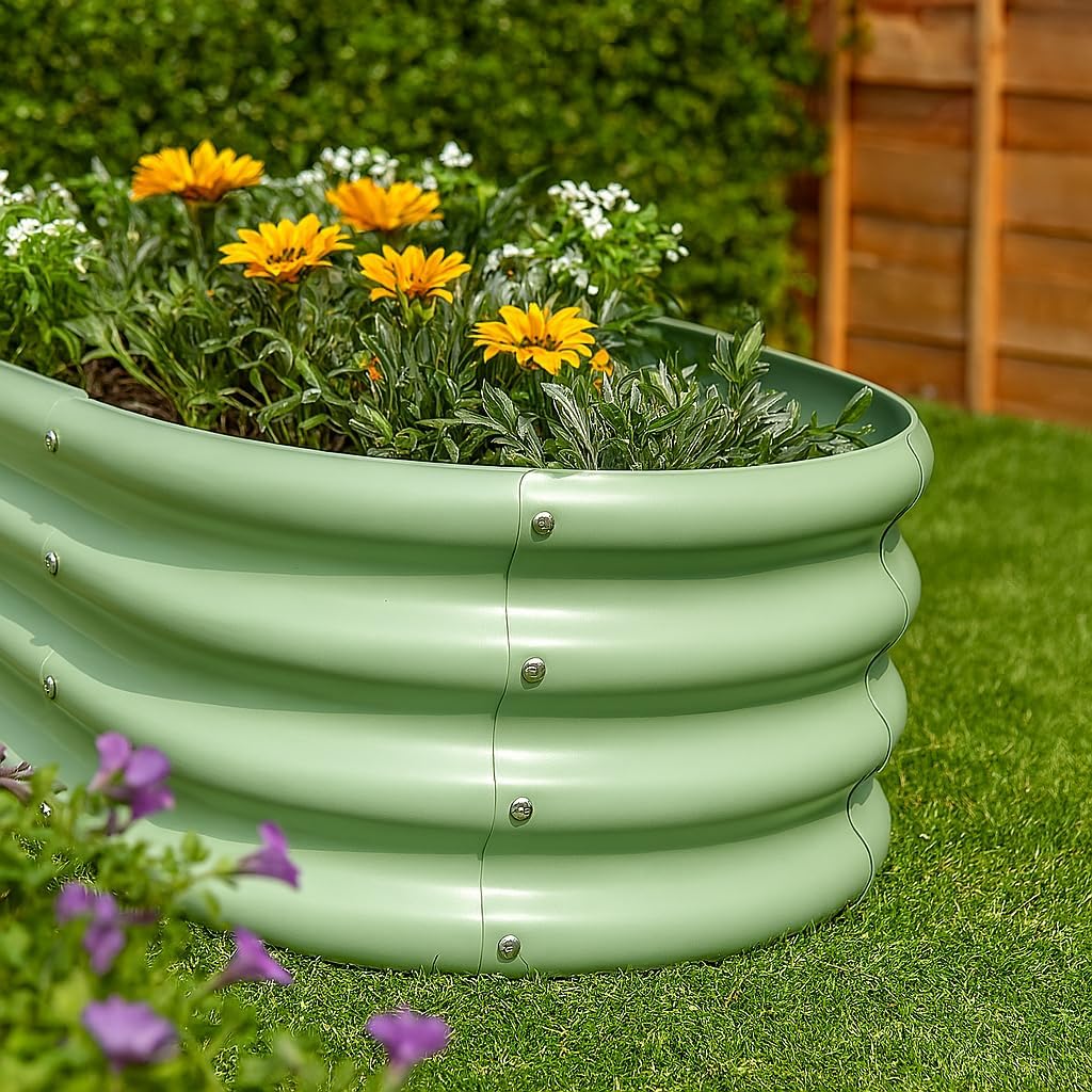 Raised Garden Bed Set 2 Galvanised Steel Planter 120x60cm