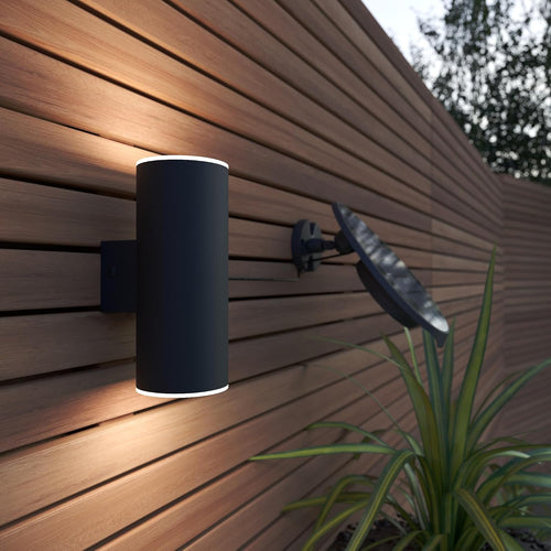USB Chargeable Solar Outdoor Wall Light Up Down Anthracite