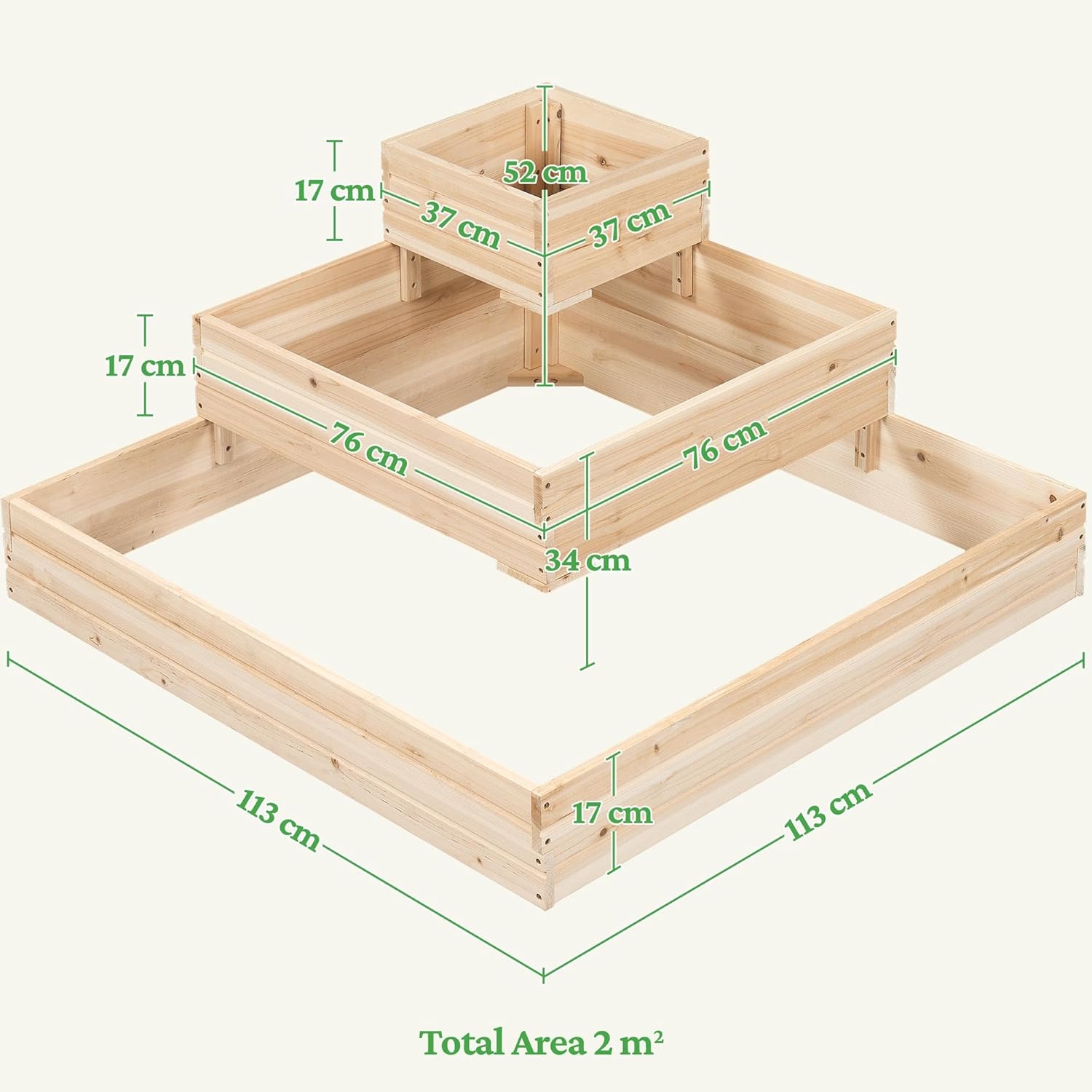 Wooden Raised Garden Bed 3 Tier Planter Box Outdoor Herb Veg Bed