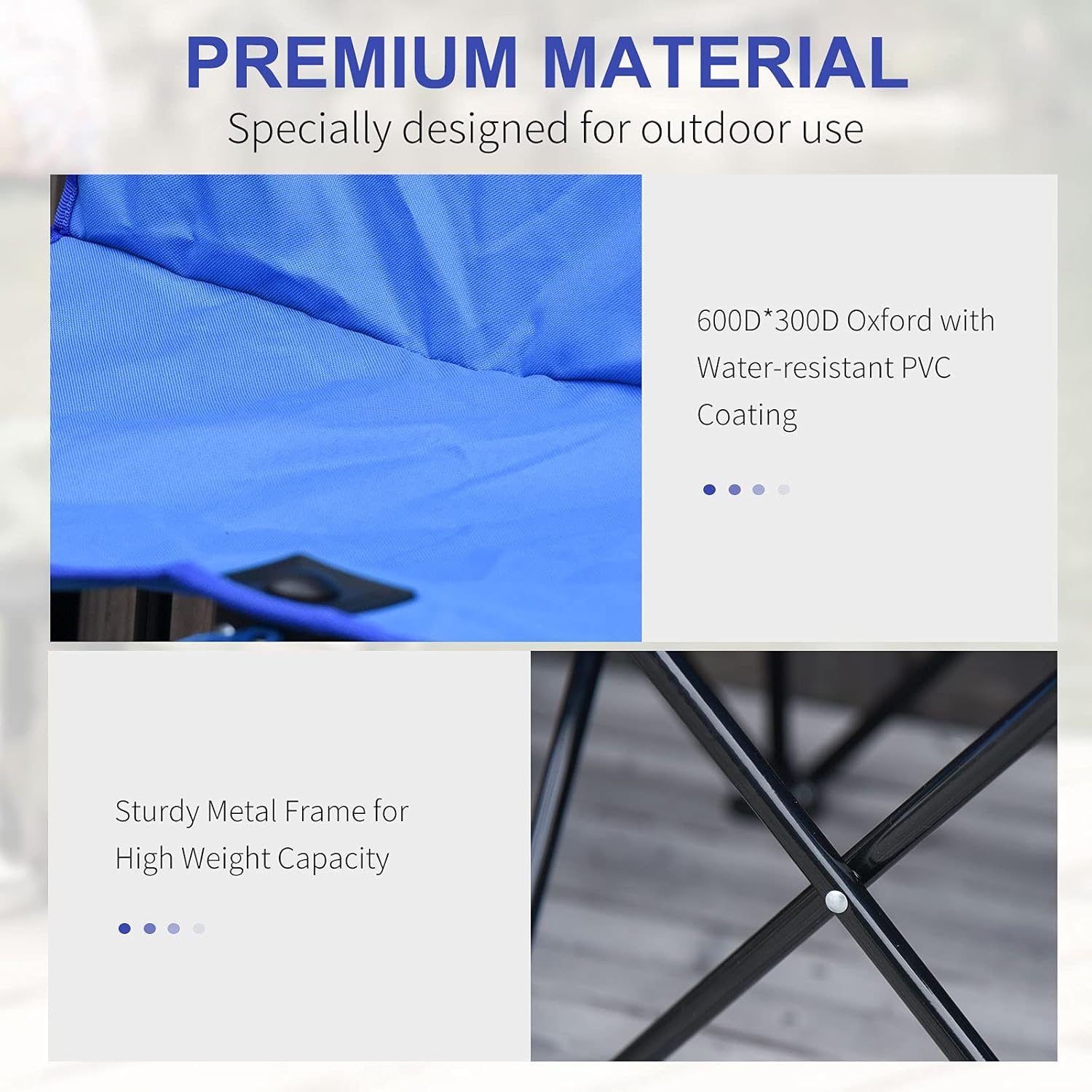 6 Seater Folding Camping Bench Portable Outdoor Chair Blue
