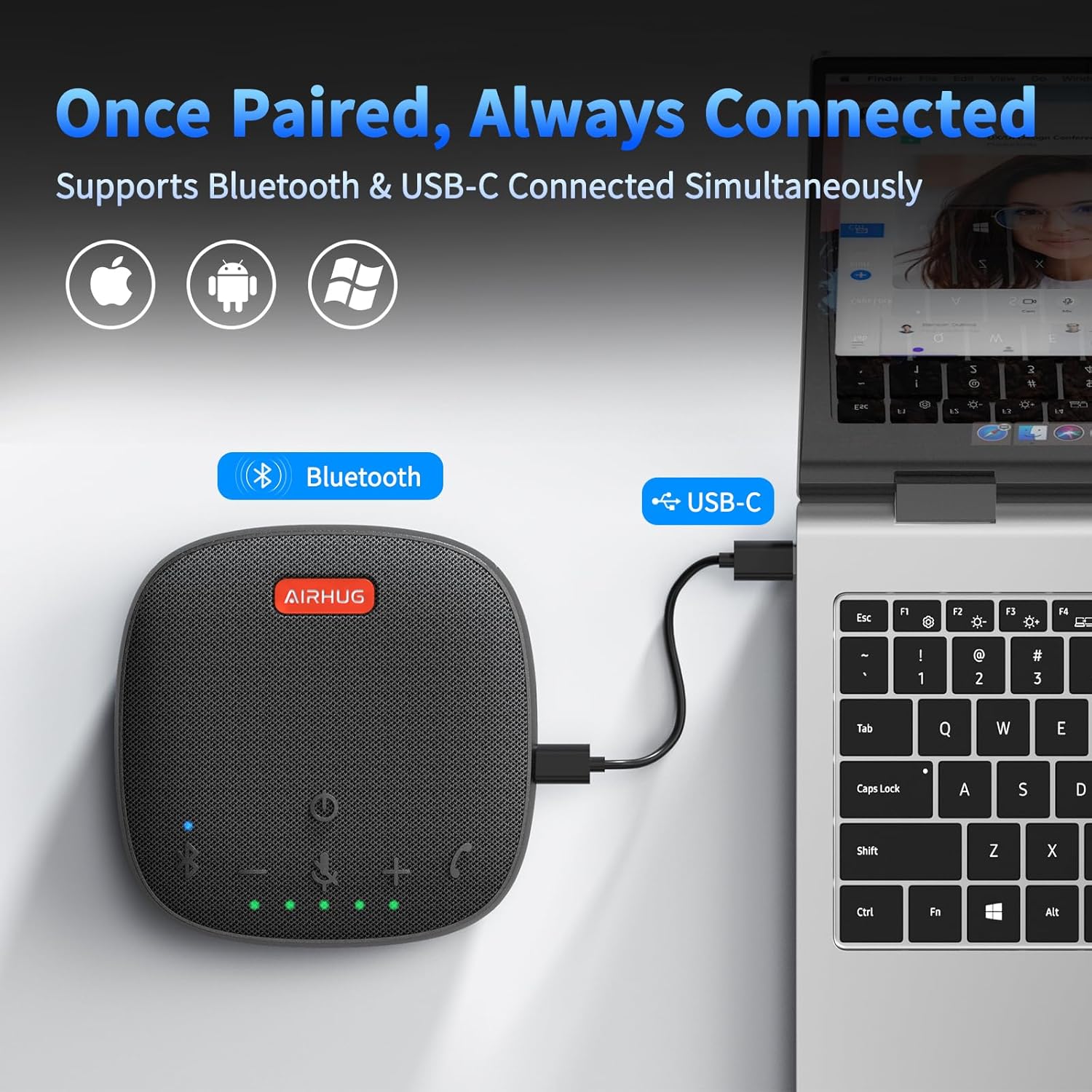 USB Bluetooth Conference Speakerphone 360 Mic Noise Cancel