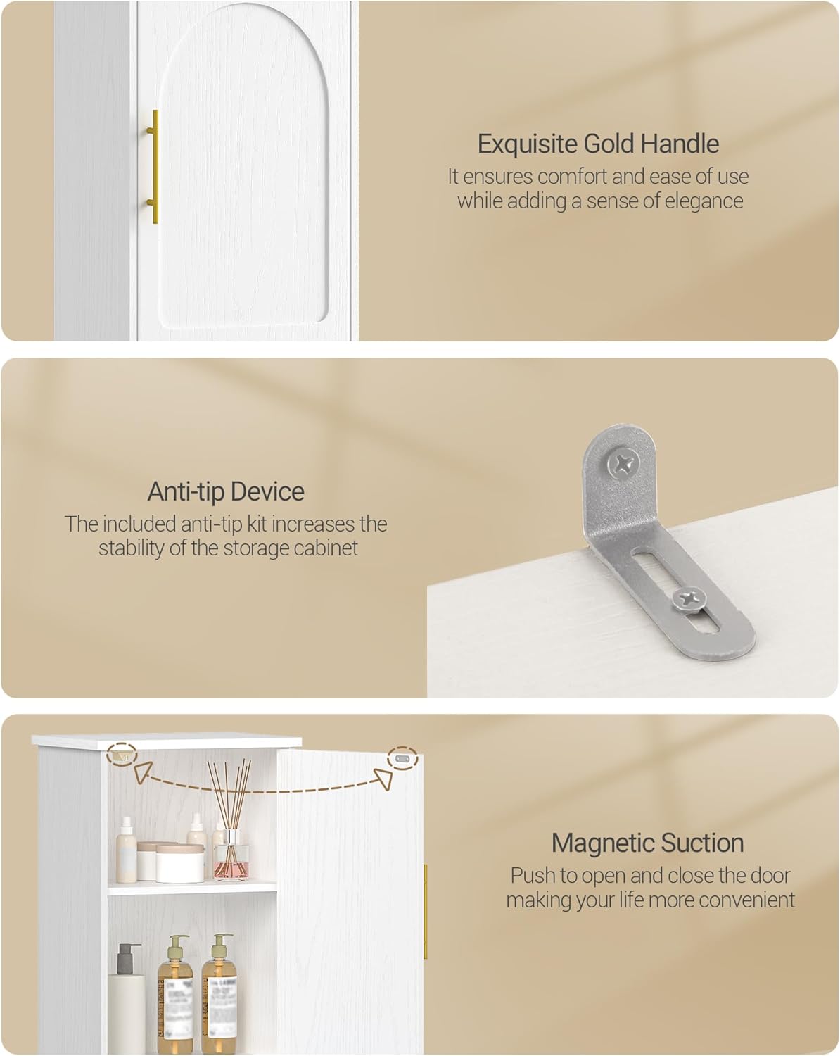 LED Tall Bathroom Storage Cabinet Remote Light Slim White 170cm