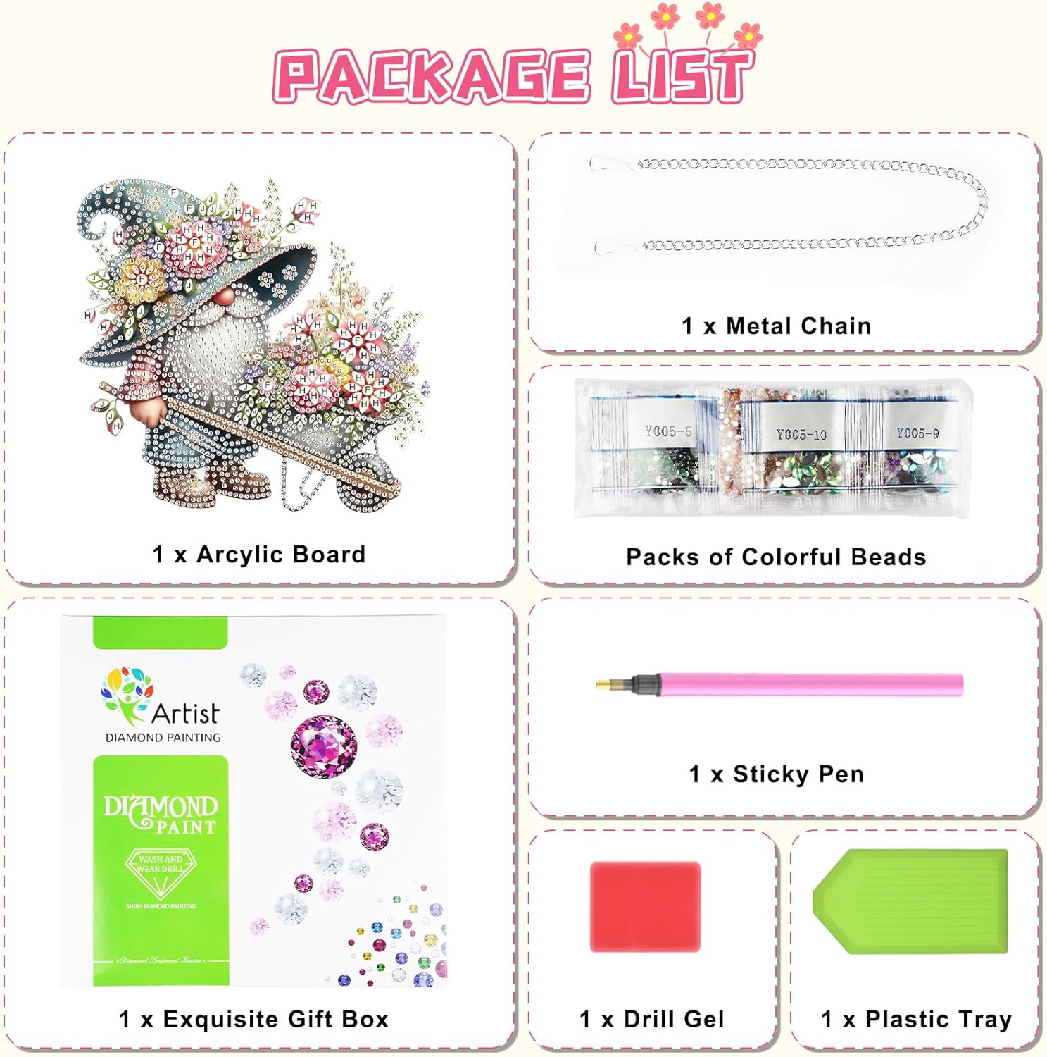 Gnome Diamond Painting Kit 20cm DIY 5D Rhinestone Hanging Decor