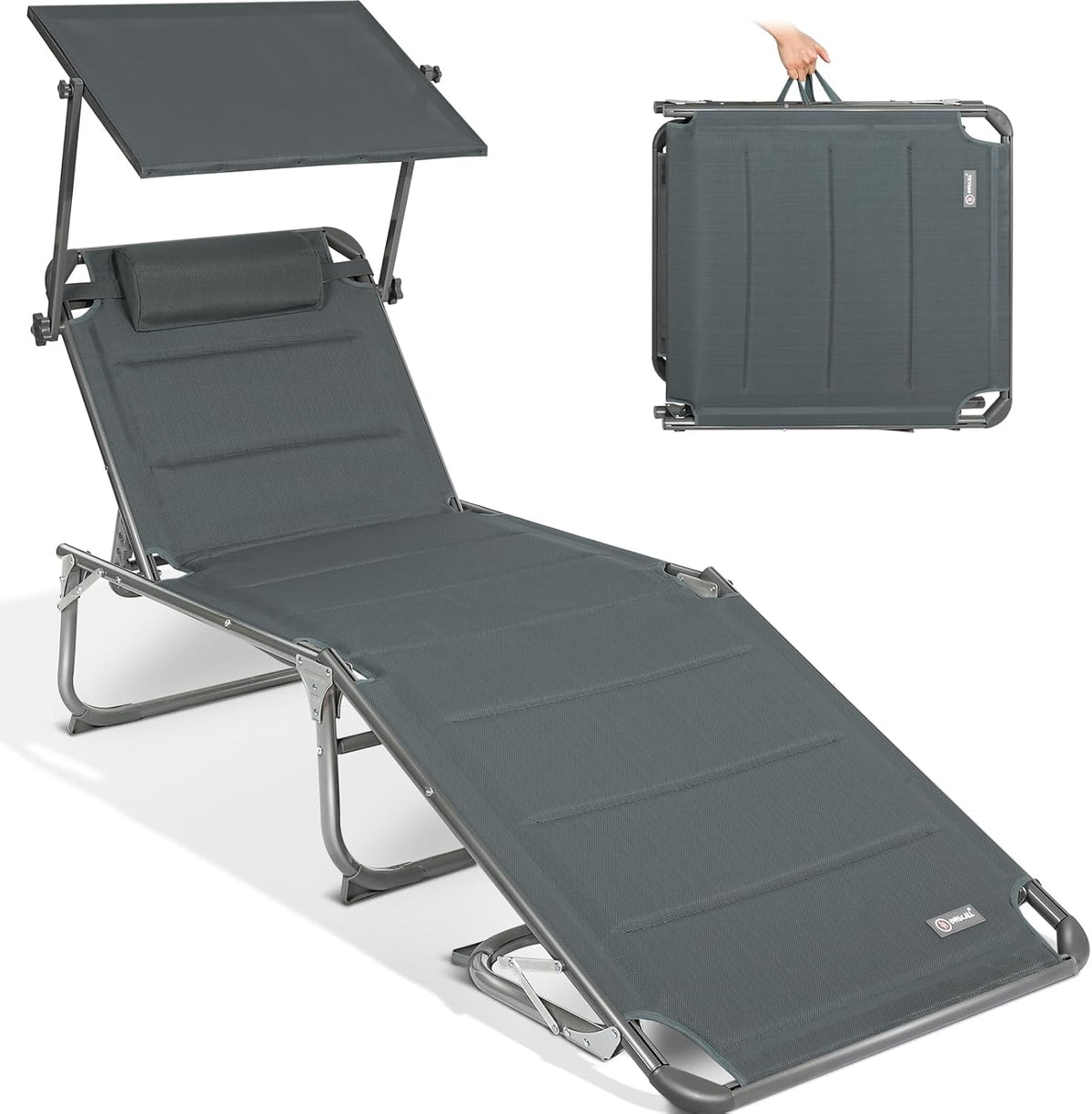 XXL Aluminium Sun Lounger with Sun Roof Adjustable Anthracite