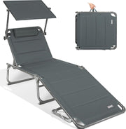 XXL Aluminium Sun Lounger with Sun Roof Adjustable Anthracite