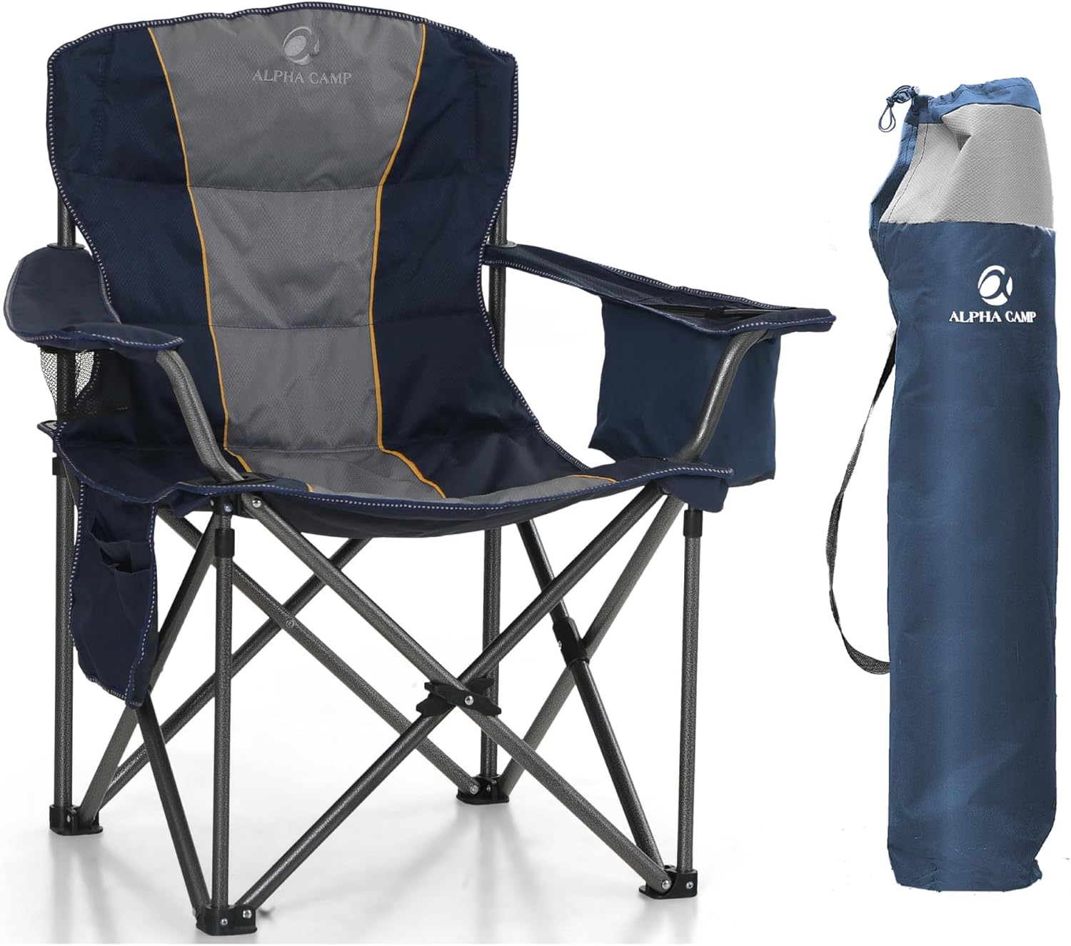 Heavy Duty Folding Camping Chair 200kg Padded Cooler Blue