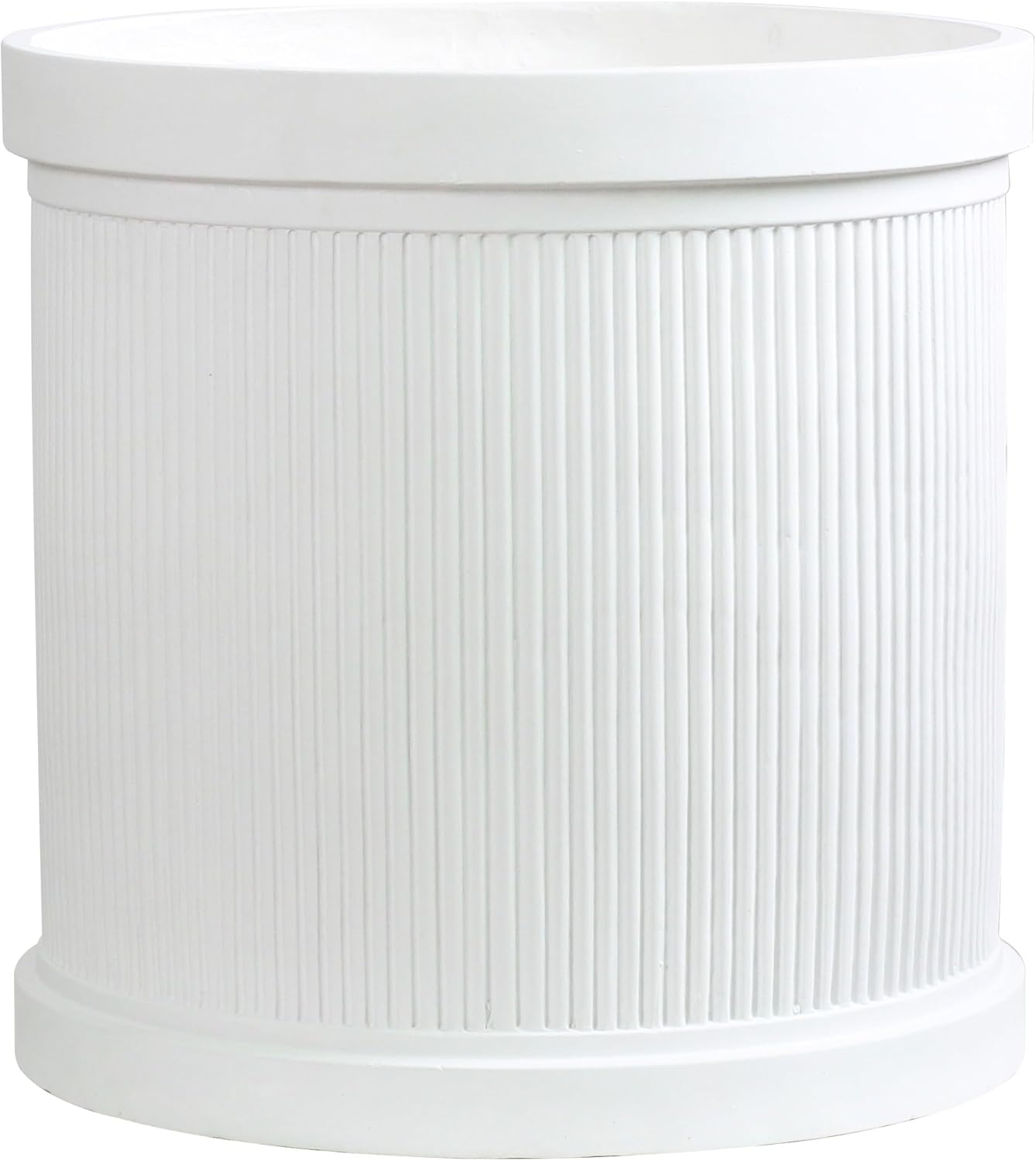 45cm White Ribbed Planter XL Fibrestone Large Plant Pot