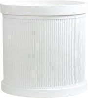 45cm White Ribbed Planter XL Fibrestone Large Plant Pot