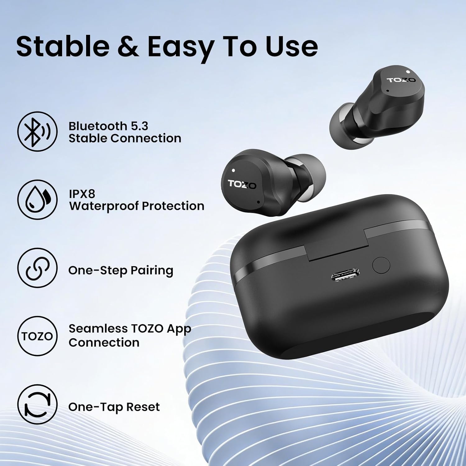 Wireless ANC Bluetooth Earbuds 60 Hour Playtime ENC Mic IPX8