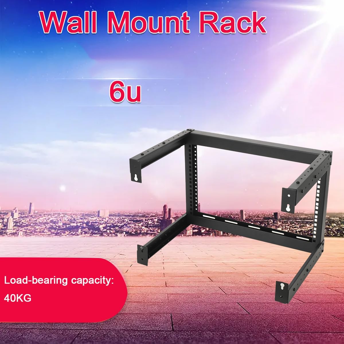 6U Wall Mount Open Frame Rack 19 Inch Adjustable Depth
