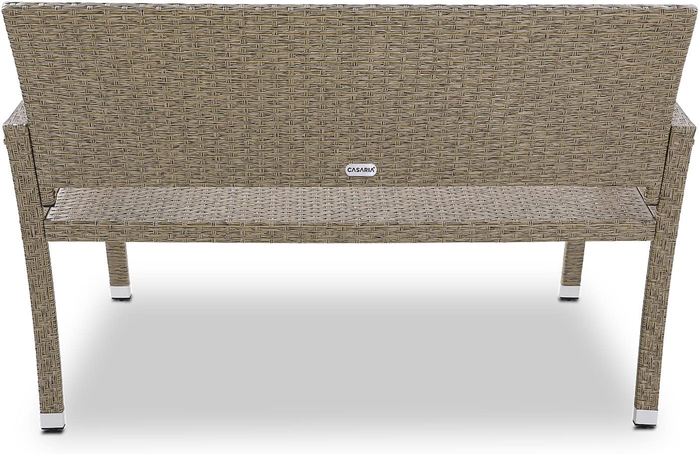 2 Seater Rattan Garden Bench Outdoor Patio Love Seat Beige