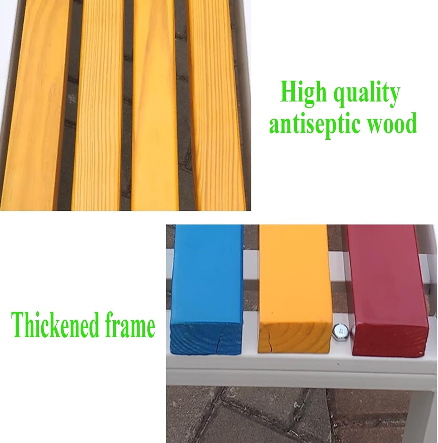 Wood Metal Garden Bench 120cm Outdoor Patio Seat Weatherproof